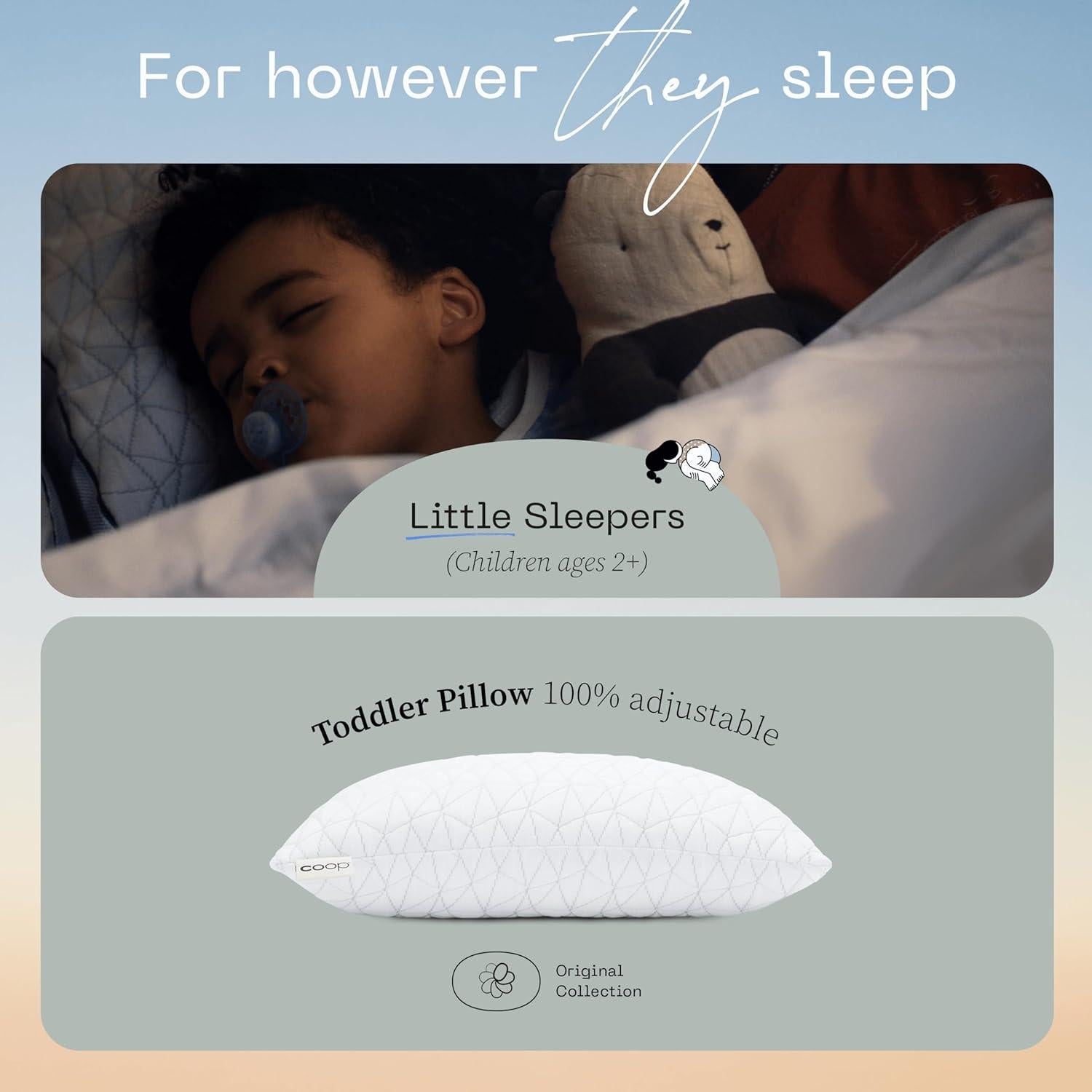Paquete Esencial Sueño Niños: Protector Colchón Coop, Almohada
