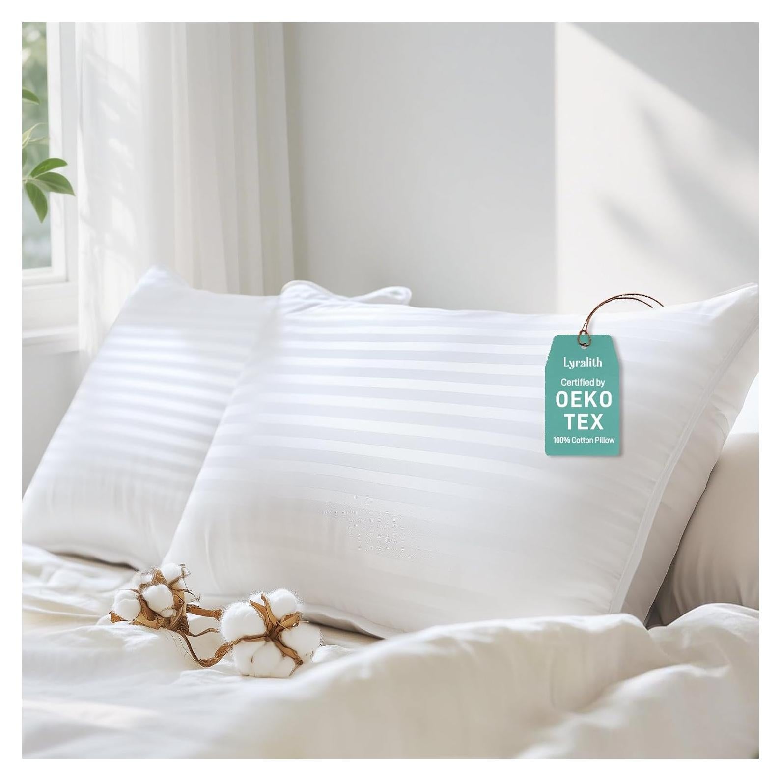 Juego de 2 Almohadas Hipoalergénicas Lyralith King Algodón