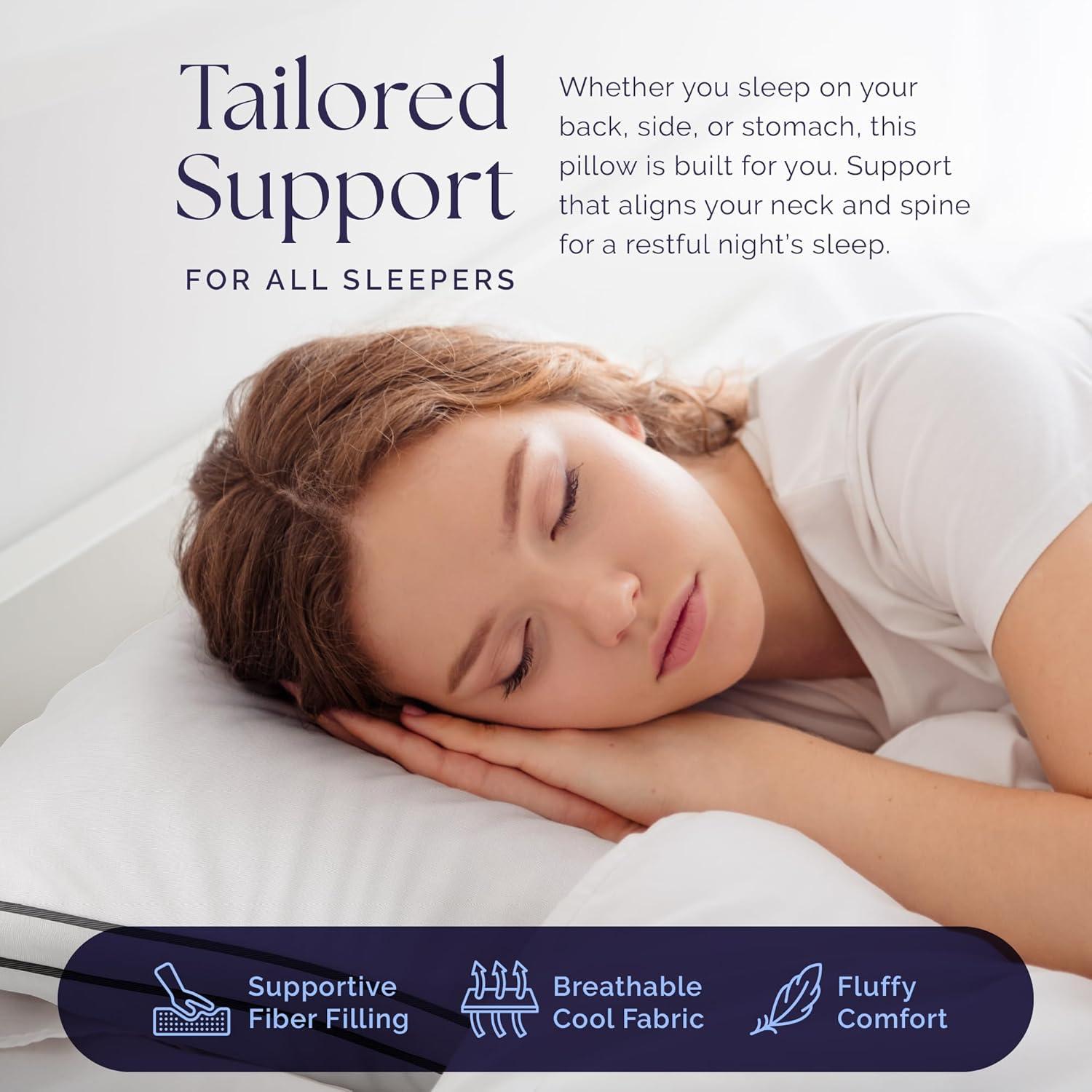 TOOFLEE Almohadas Queen de Microfibra - 2 Unidades Suaves y Hipoalergénicas