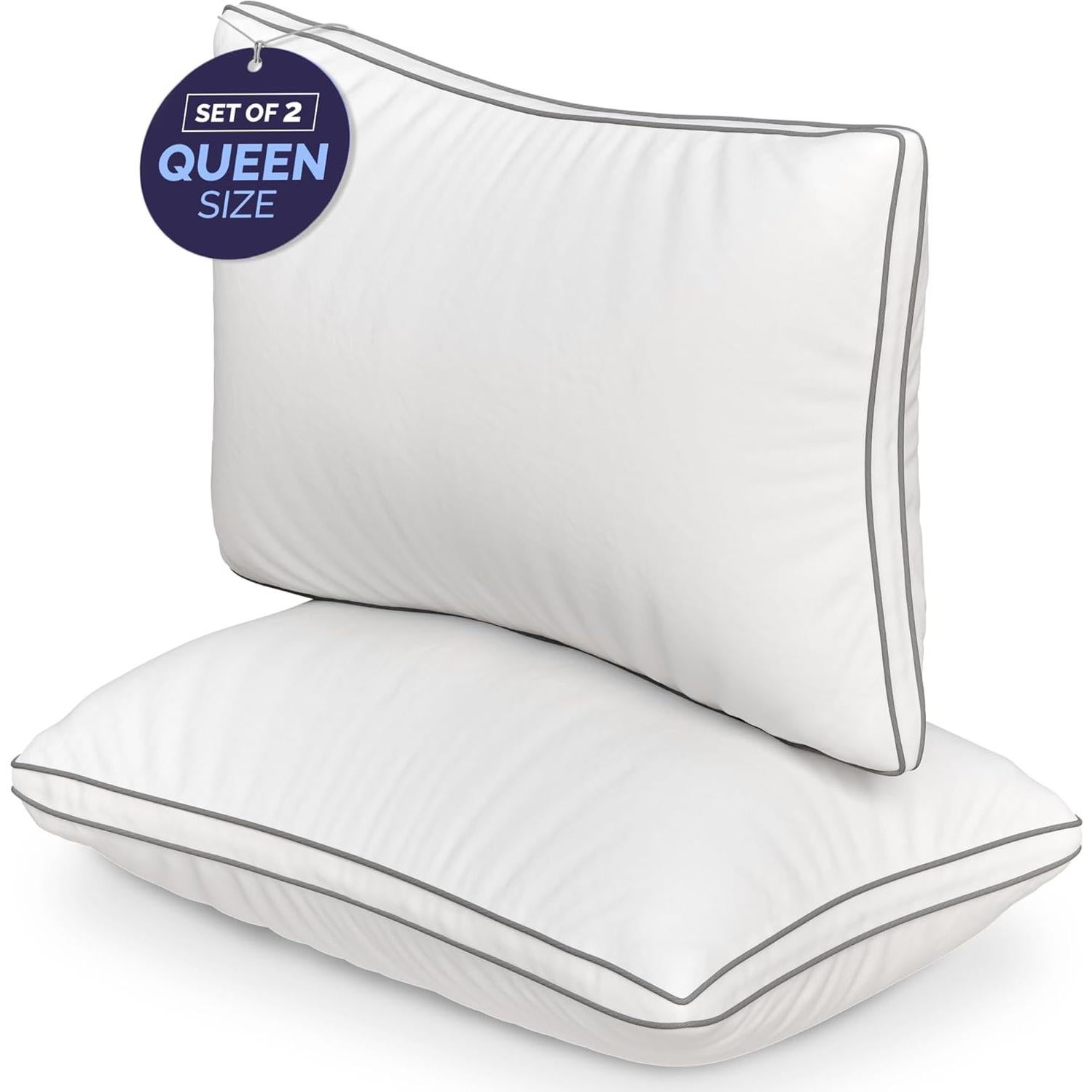 TOOFLEE Almohadas Queen de Microfibra - 2 Unidades Suaves y Hipoalergénicas