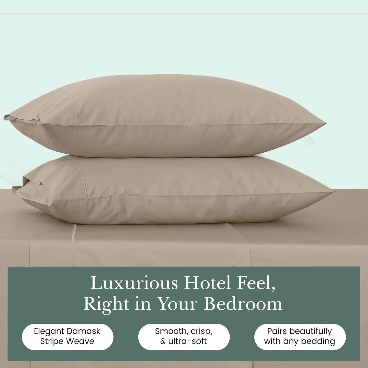 Funda de Almohada 100% Algodón Feather & Stitch 500TC 50.8x76.2cm