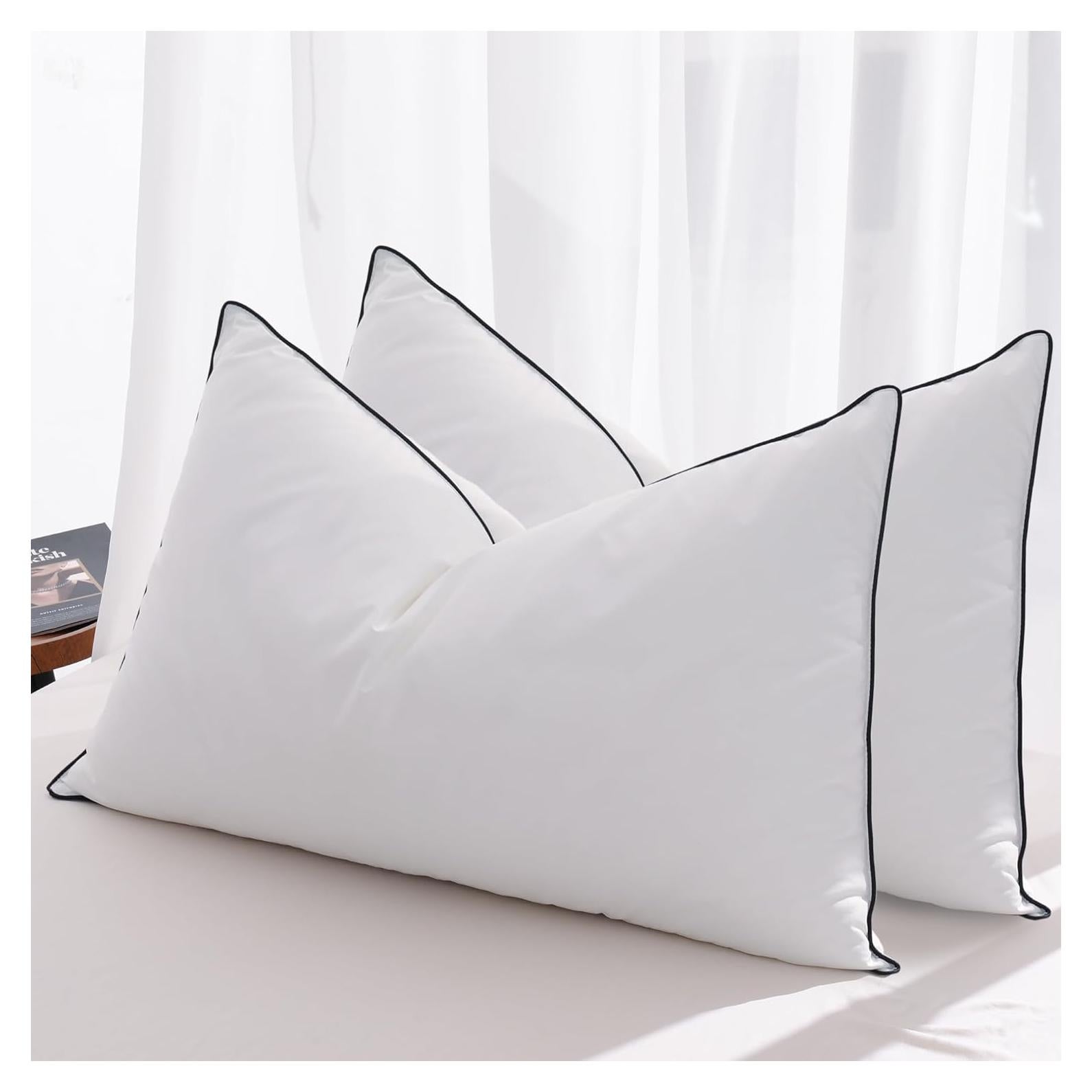 Juego de 2 almohadas de plumas Mosluna tamaño Queen