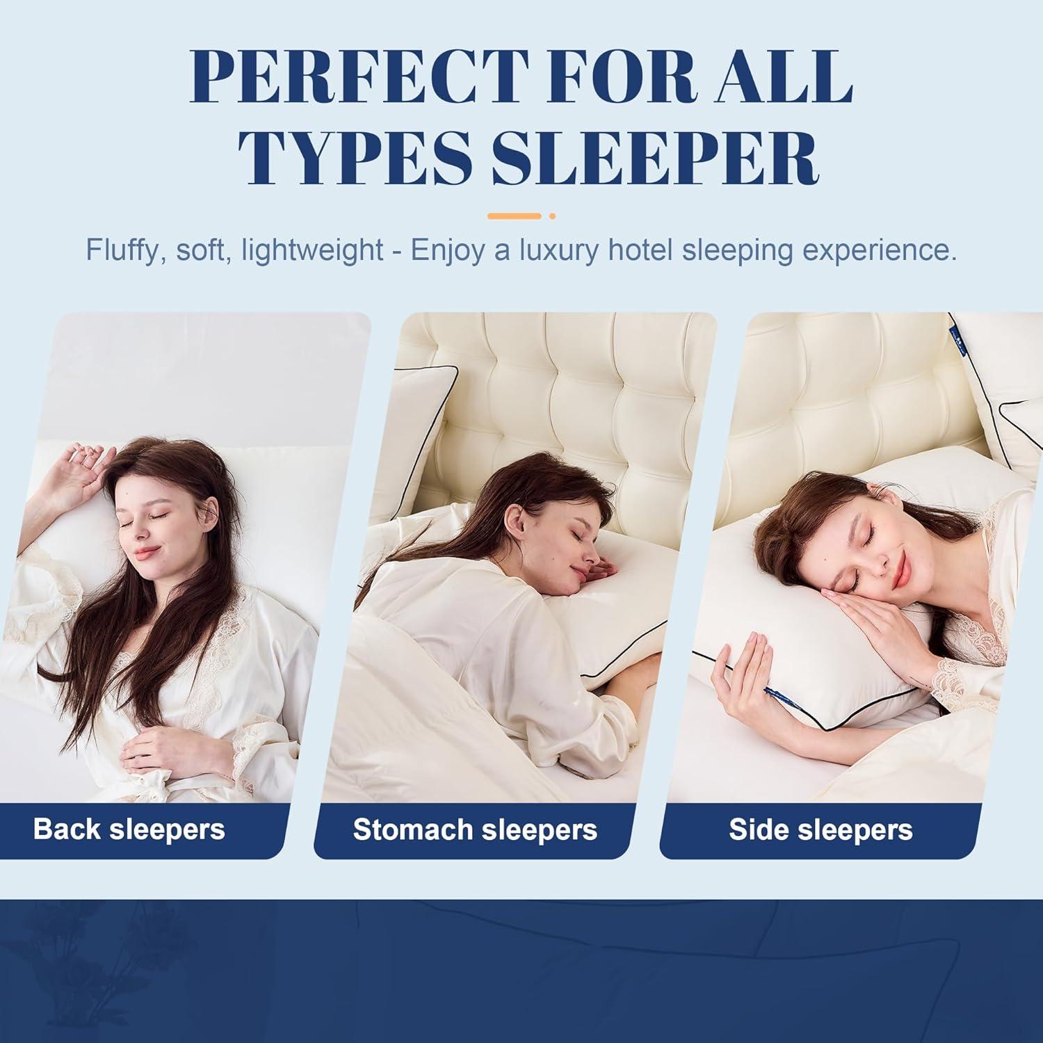 Juego de 2 almohadas de plumas Mosluna tamaño Queen