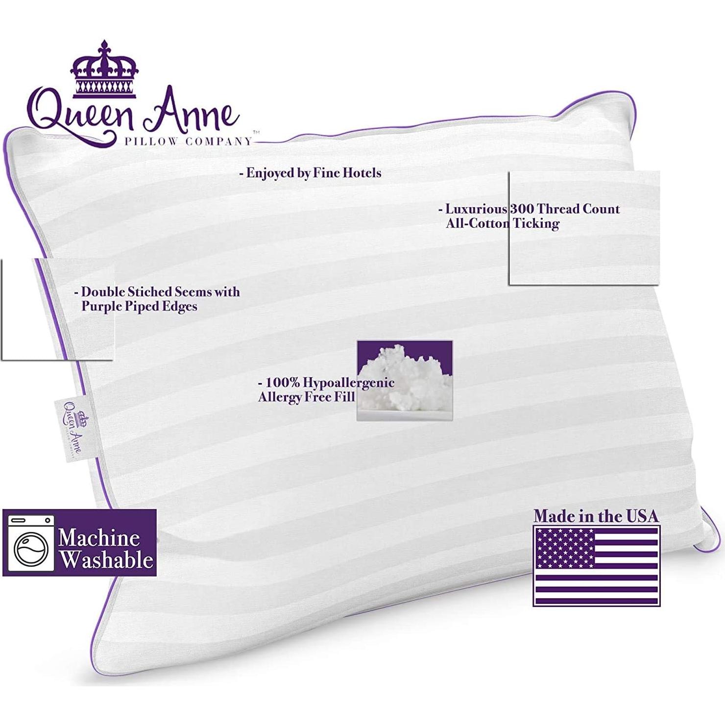 Almohadas Queen Anne Hipoalergénicas - Paquete de 2 - Reina