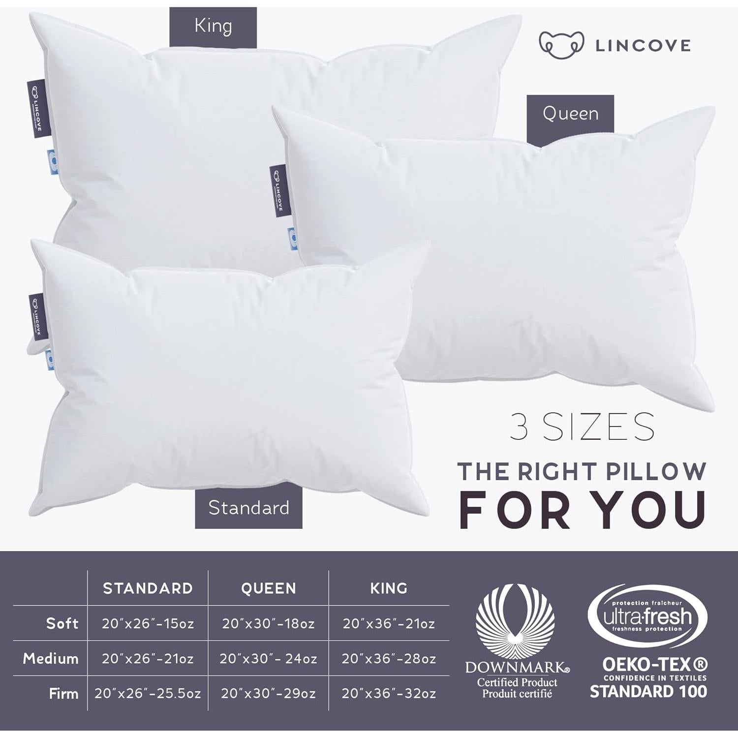 Almohada Lincove Venus 100% Plumón Europeo 24x24"