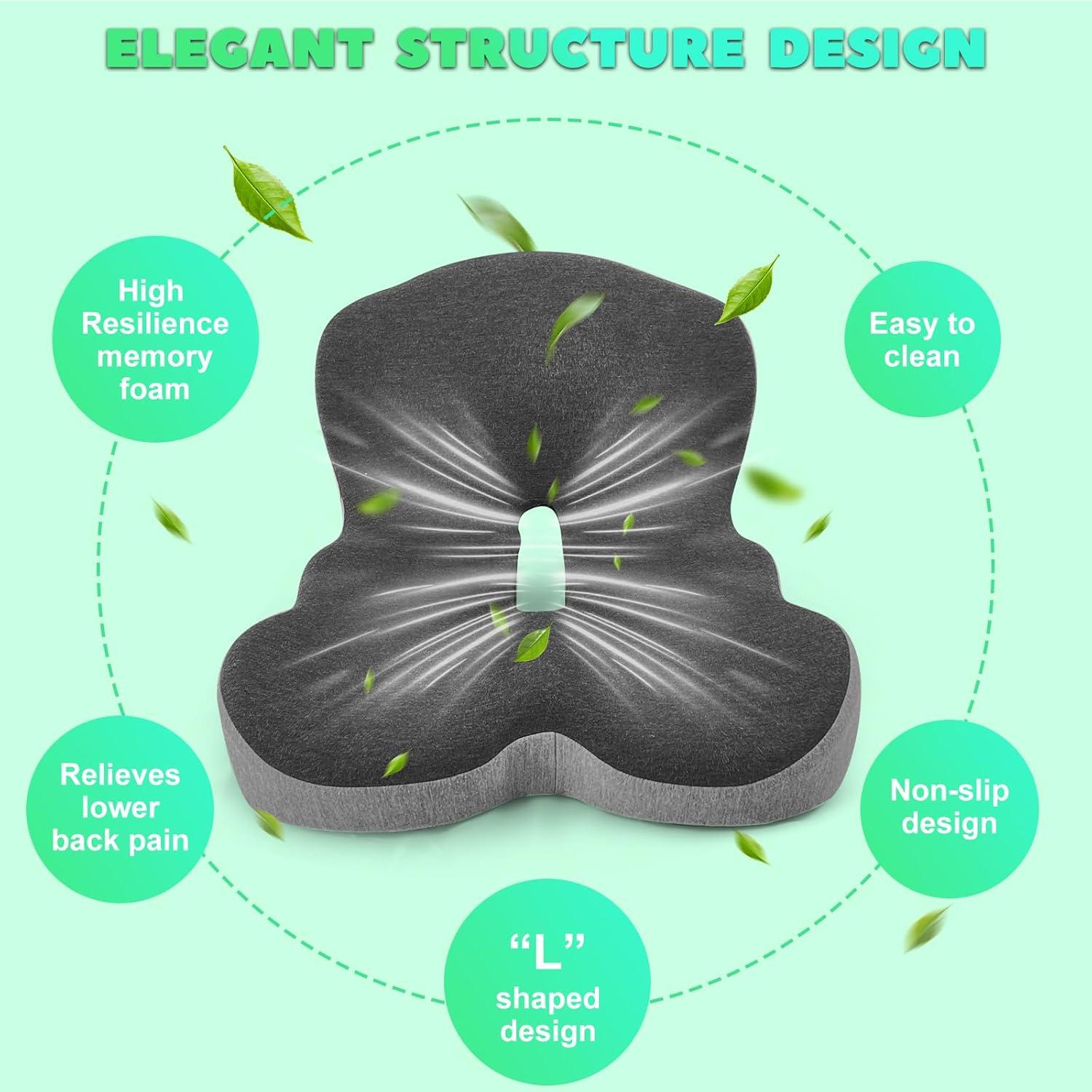 Cojín Ergonómico OuYezy para Glúteos Espuma Memoria 43x41cm