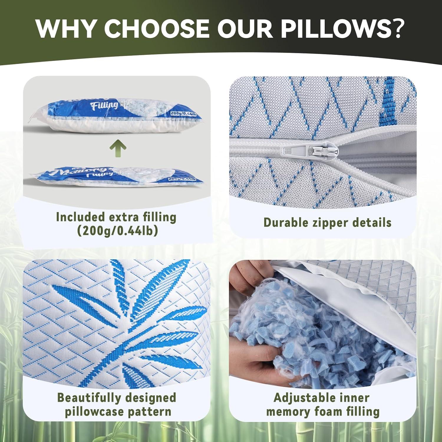 Juego de 2 Almohadas Queen Btasleeep Ajustables de Gel