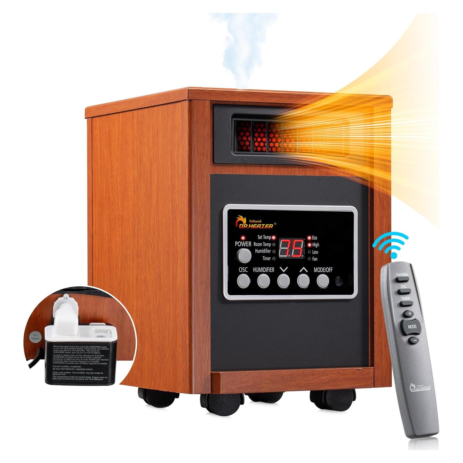 Calentador Infrarrojo DR-998 con Humidificador y Control Remoto