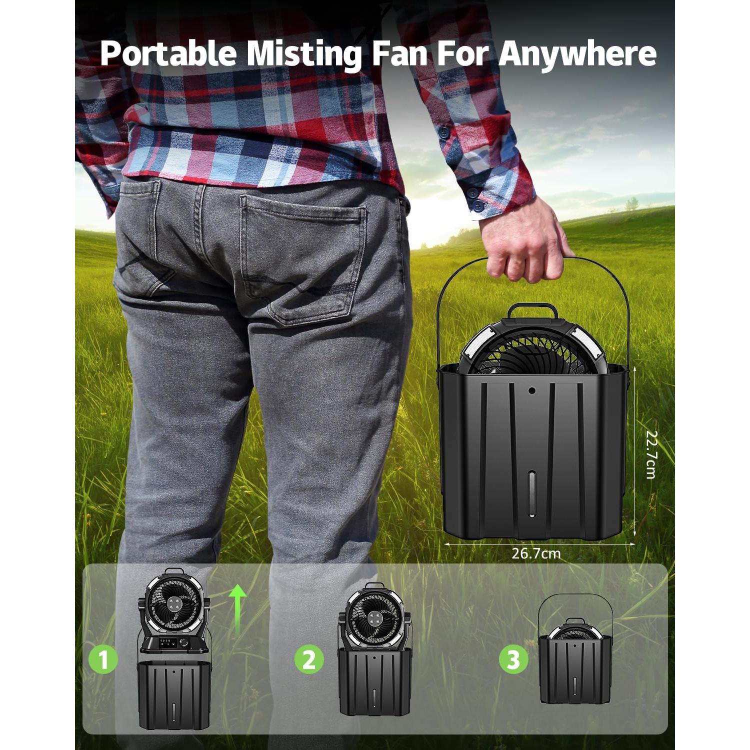 Ventilador de Nebulización Portátil MONISEN 20000mAh 4 Salidas