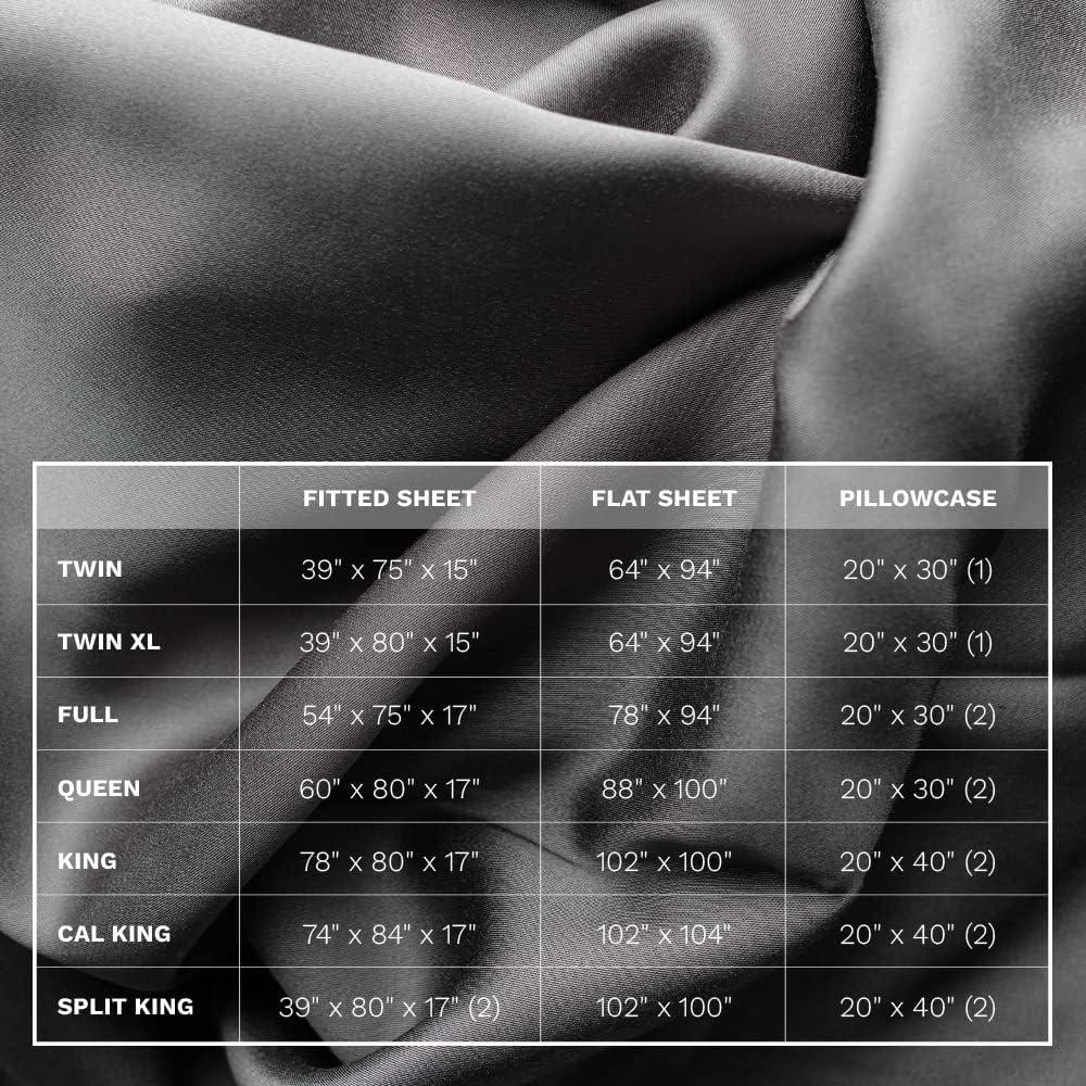 Juego de Sábanas LUXOME King 100% Rayón de Bambú Carbón 4 Piezas