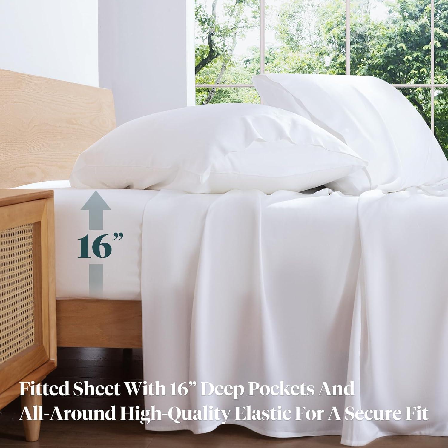 Juego de Sábanas Queen LuxClub 100% Viscosa de Bambú, 4 Piezas