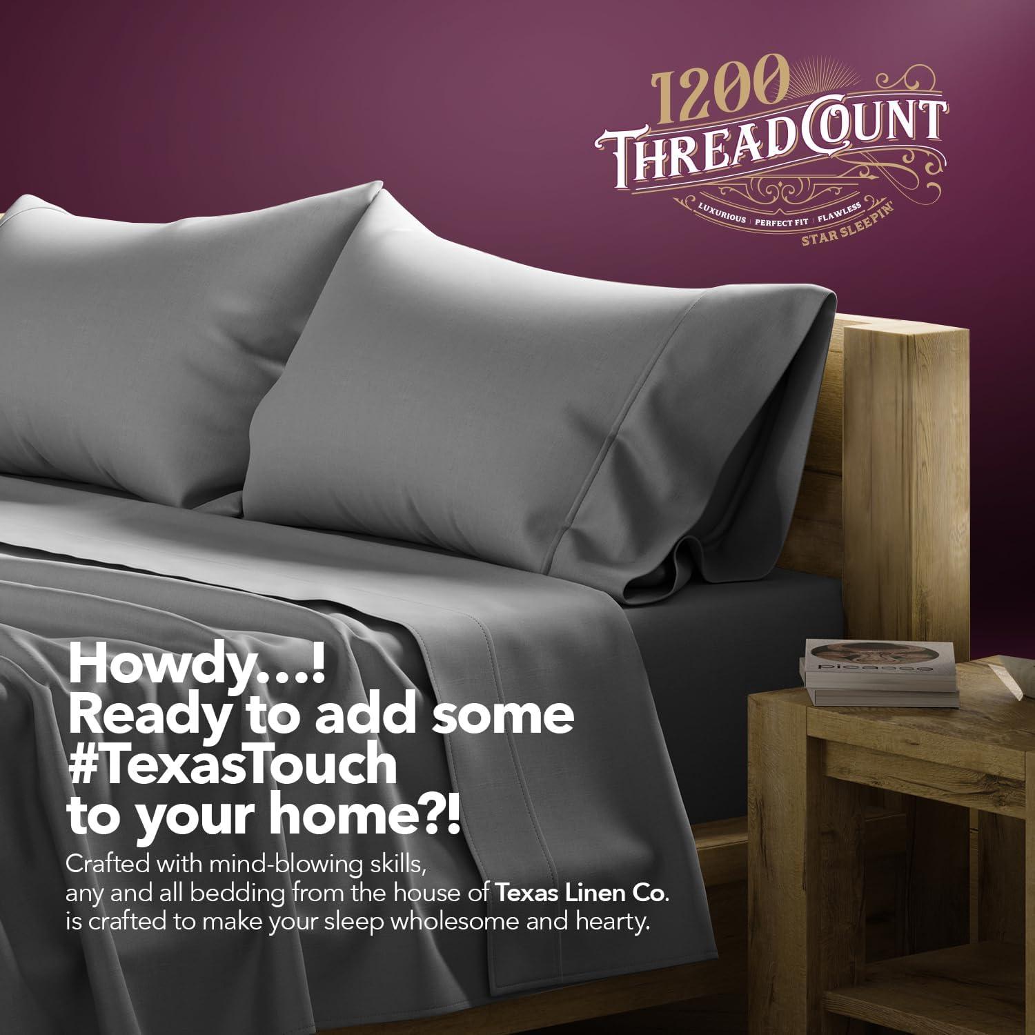 Juego de Sábanas King 100% Algodón Egipcio 1200 Hilos Texas Linen Co.