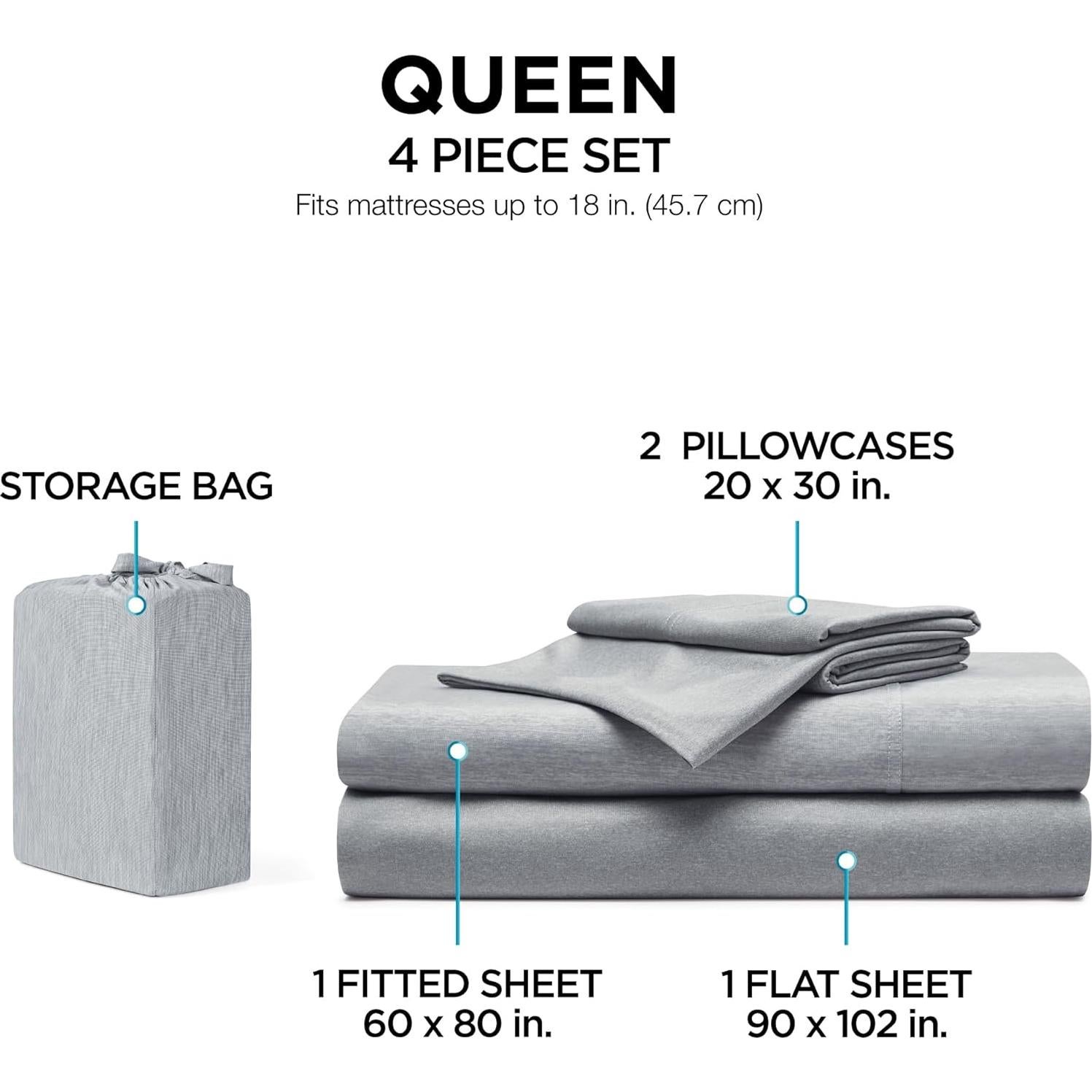 Juego de Sábanas Brookstone Comfort Queen 4 Piezas Gris