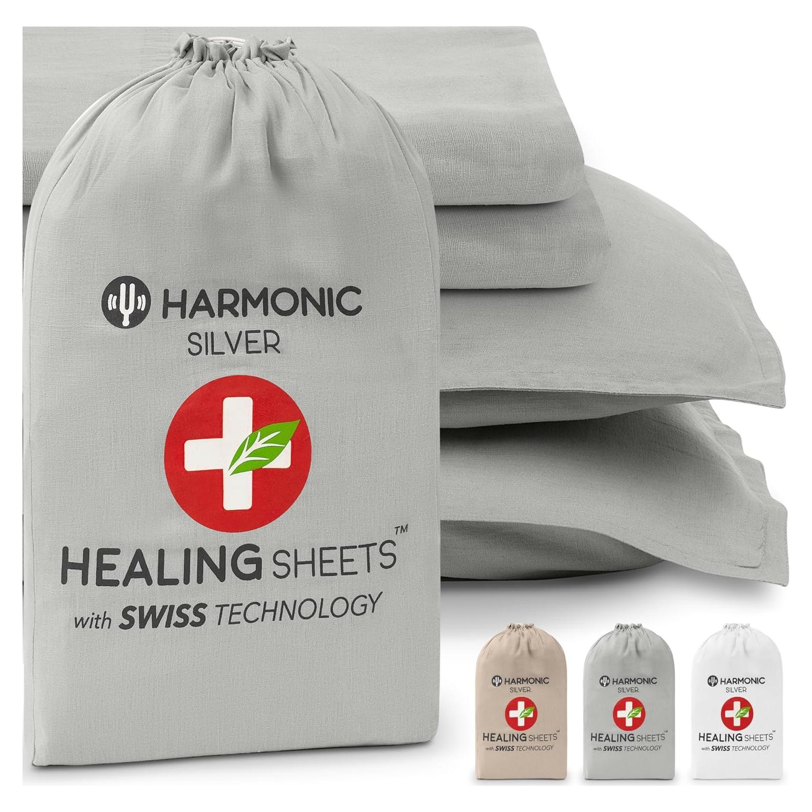 Juego de Sábanas King Lino Belga HARMONIC SILVER Gris 4 Piezas