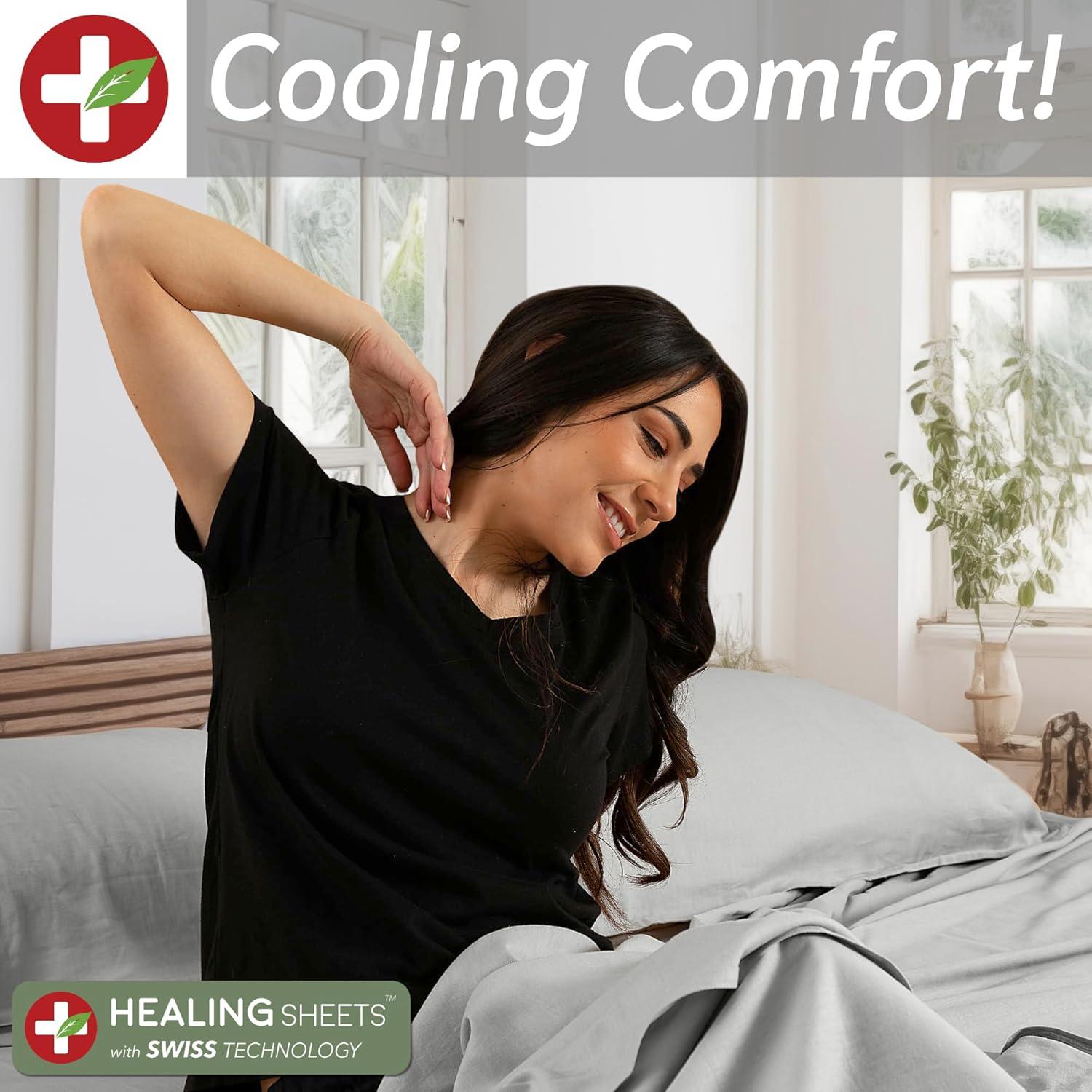 Juego de Sábanas King Lino Belga HARMONIC SILVER Gris 4 Piezas