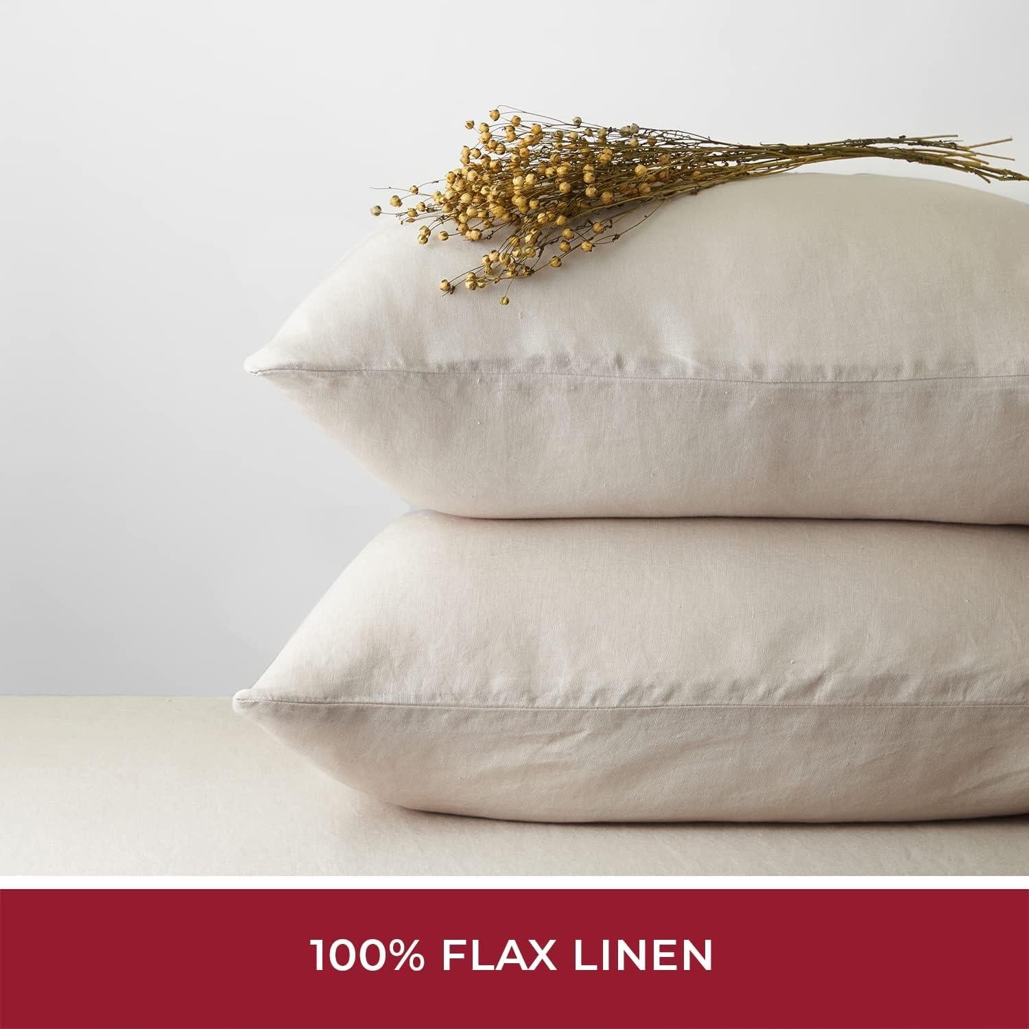 Juego de Sábanas de Lino 100% Mellanni Reina Natural 4 Piezas