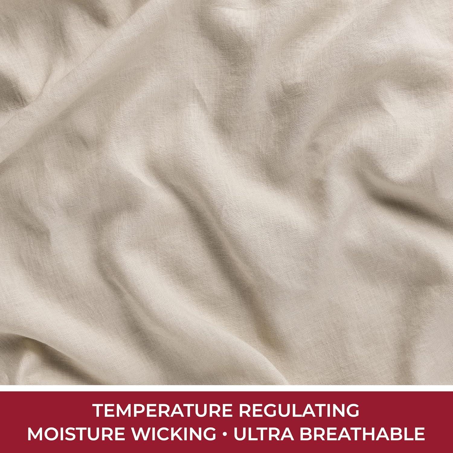 Juego de Sábanas de Lino 100% Mellanni Reina Natural 4 Piezas