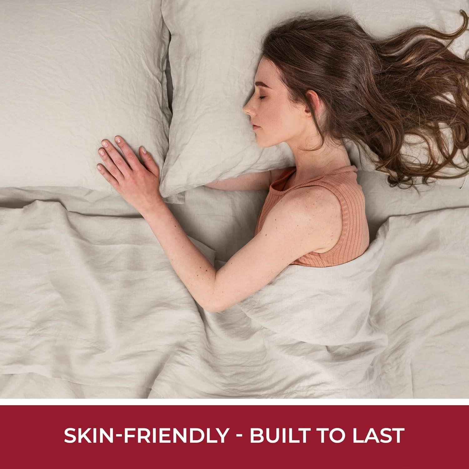 Juego de Sábanas de Lino 100% Mellanni Reina Natural 4 Piezas