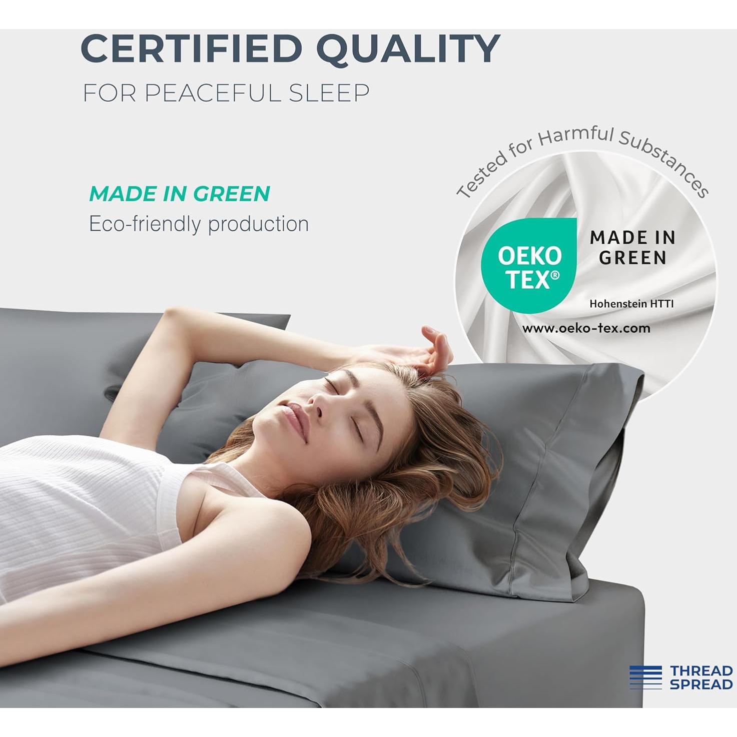 Juego de Sábanas King Size Thread Spread 100% Algodón Egipcio 1500 Hilos