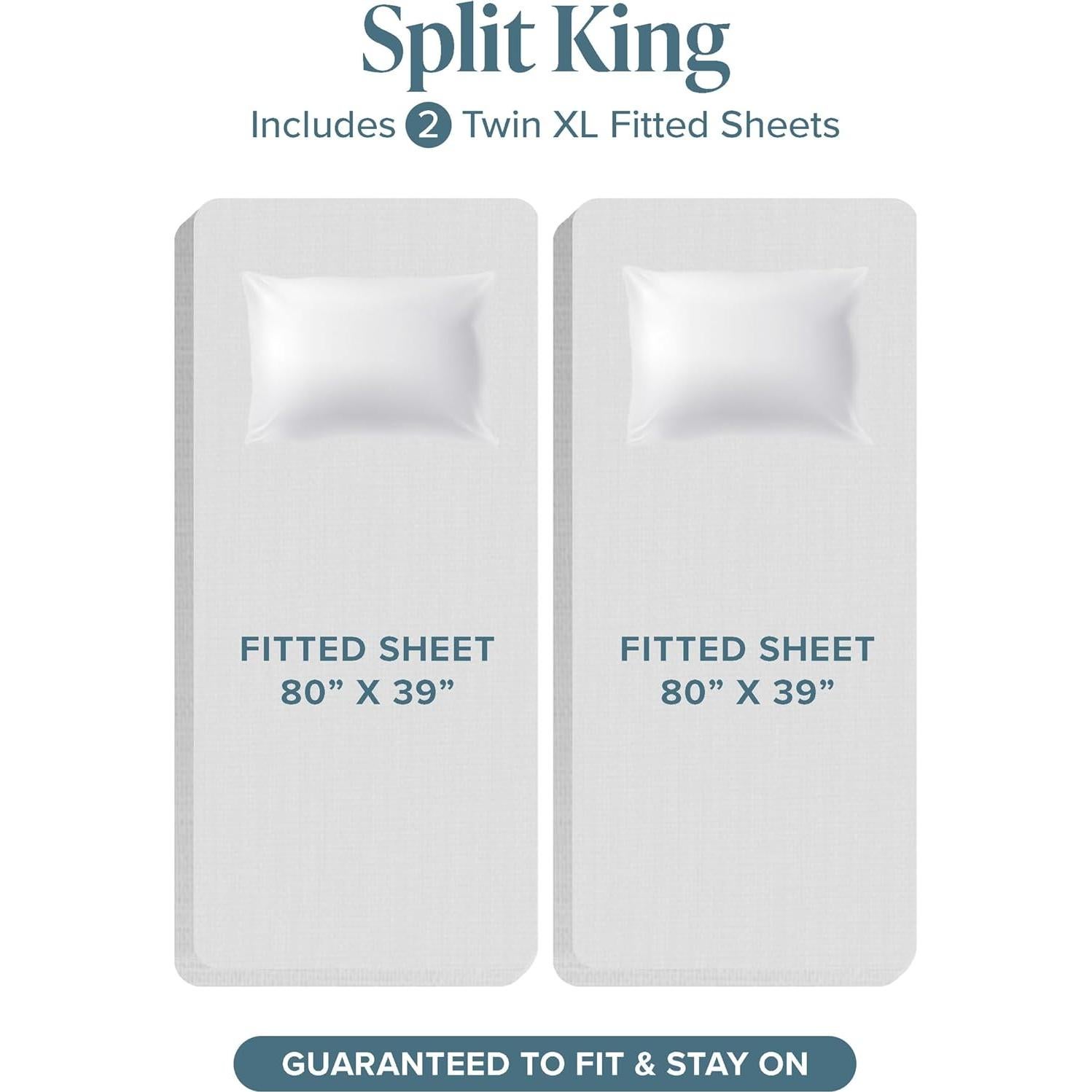 Conjunto de Sábanas 5 Piezas Bare Home Reina Dividida Gris