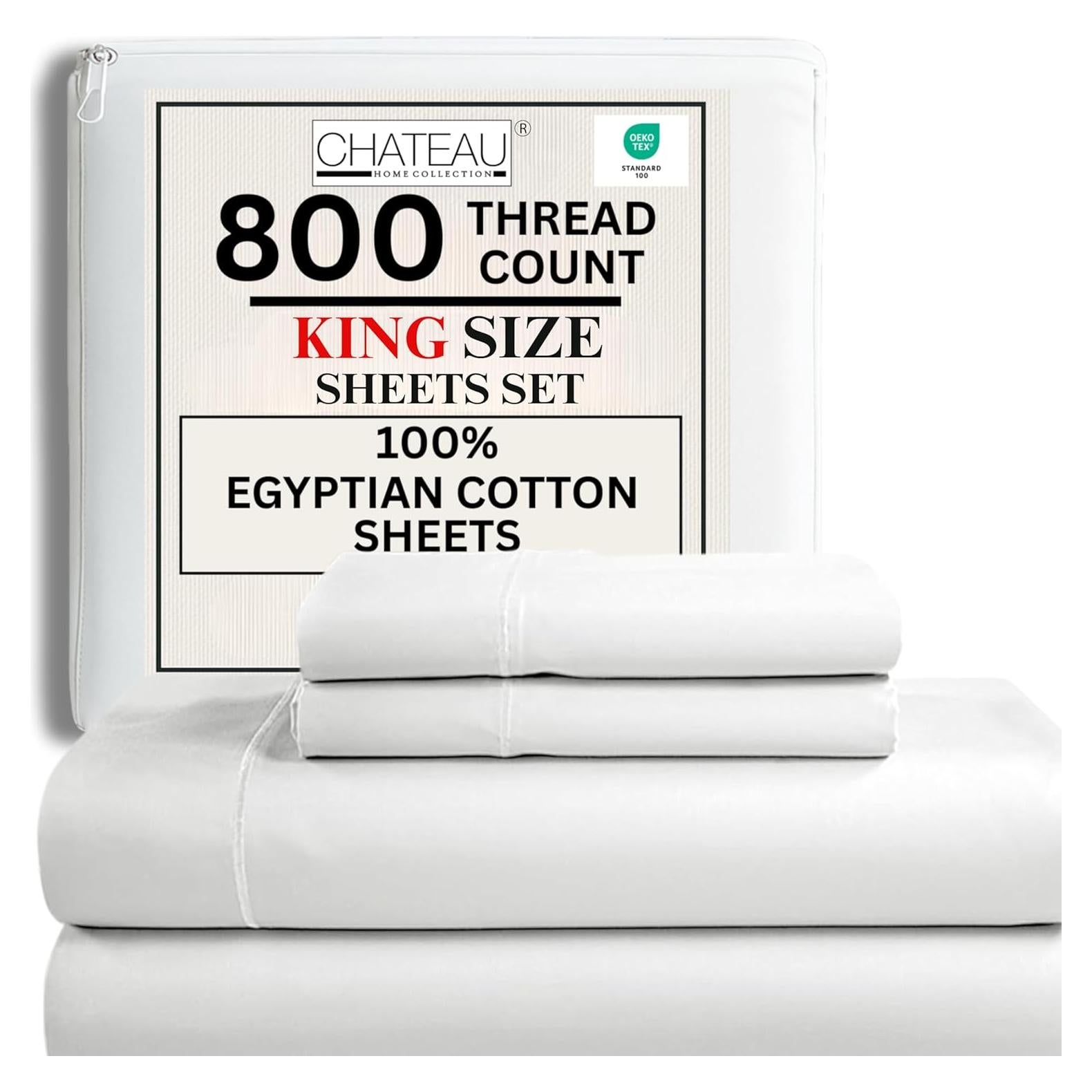 Juego de Sábanas King 800 TC Algodón Egipcio Chateau Home