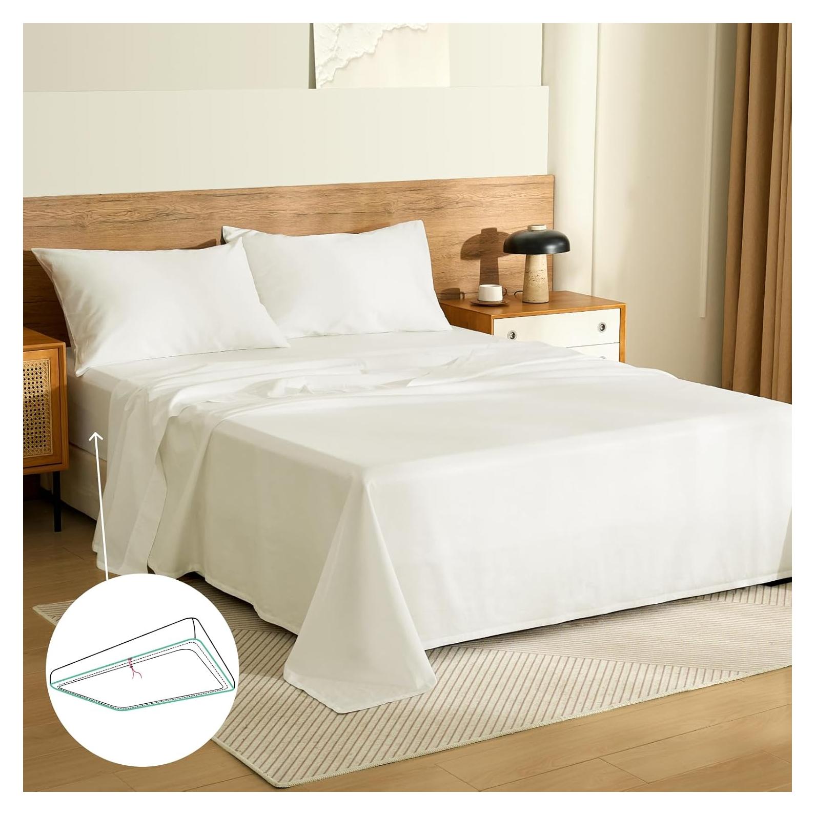 Juego de Sábanas Queen CieloCloud 100% Algodón 4PCS 1000 Hilos