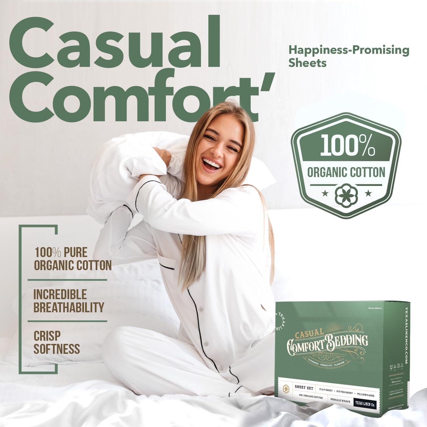 Juego de Sábanas King Algodón Orgánico TEXAS LINEN CO. 4 Piezas