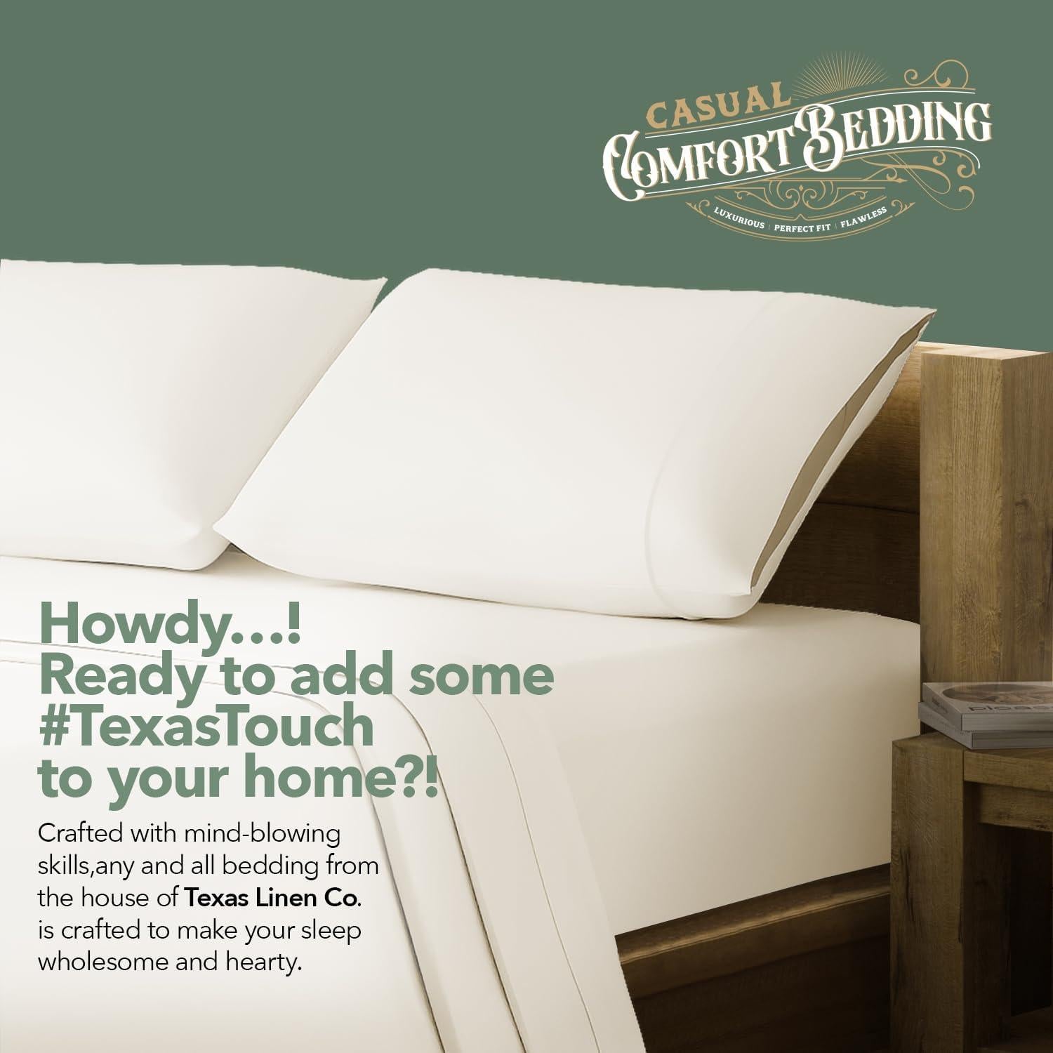 Juego de Sábanas King Algodón Orgánico TEXAS LINEN CO. 4 Piezas