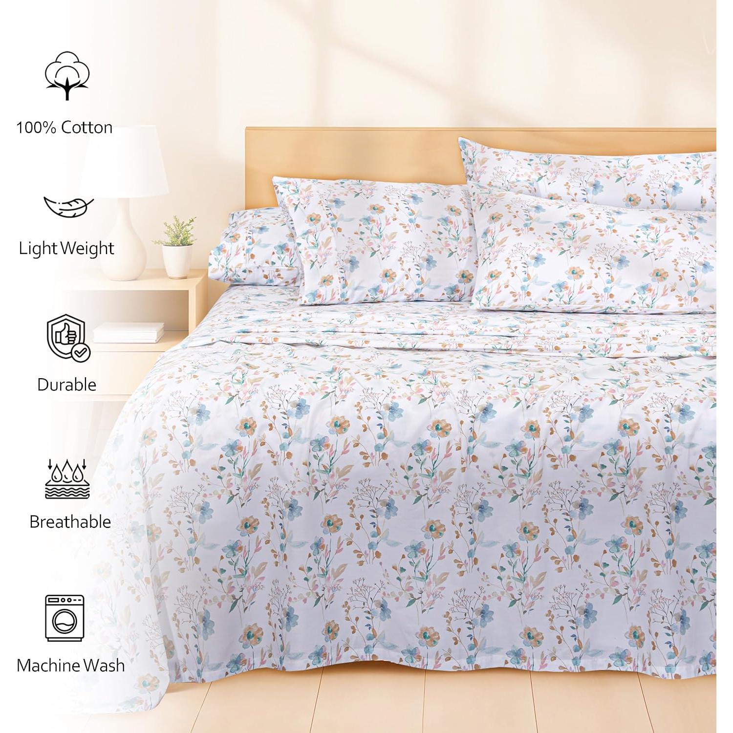 Juego de Sábanas King RUVANTI 100% Algodón Natural 6 Piezas