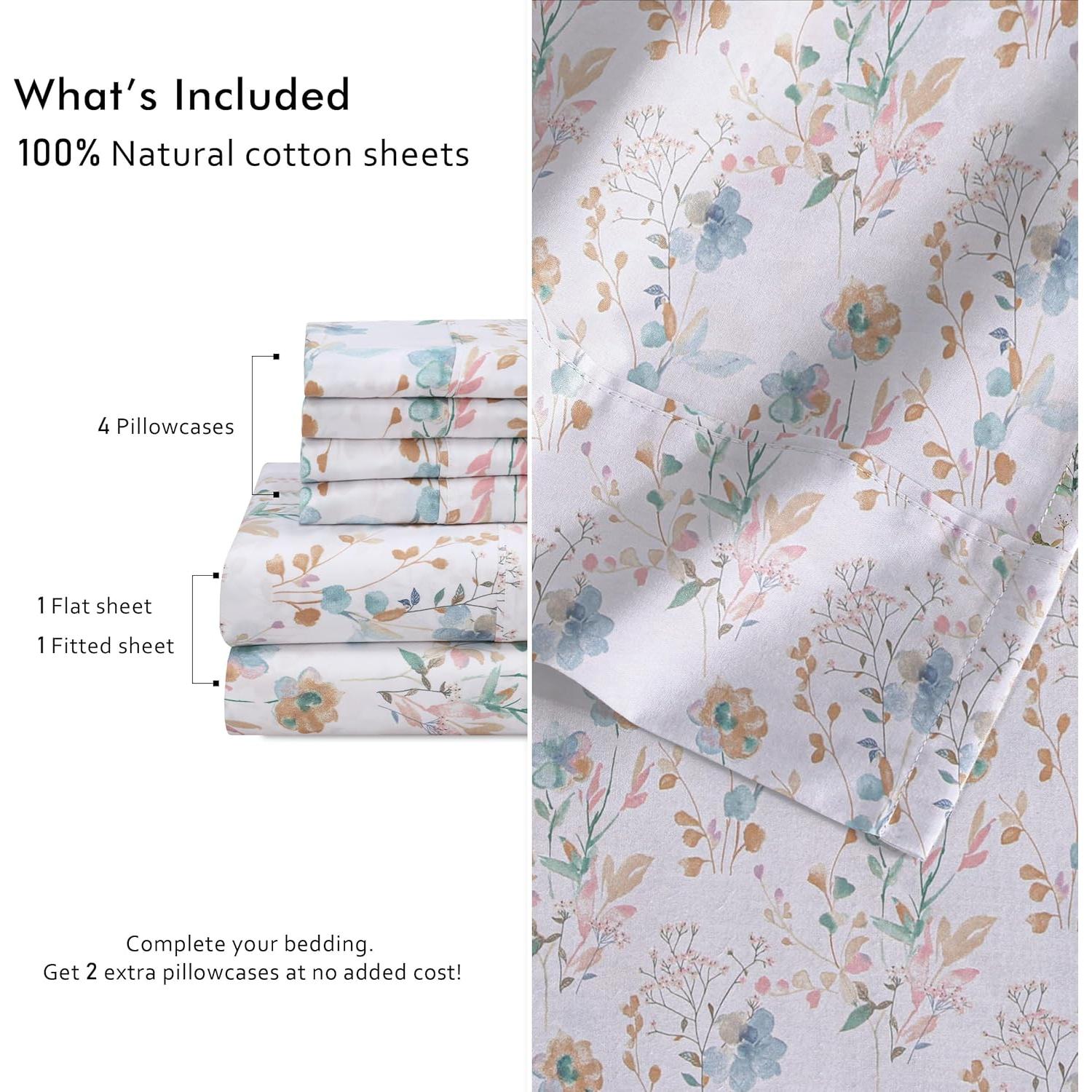 Juego de Sábanas King RUVANTI 100% Algodón Natural 6 Piezas