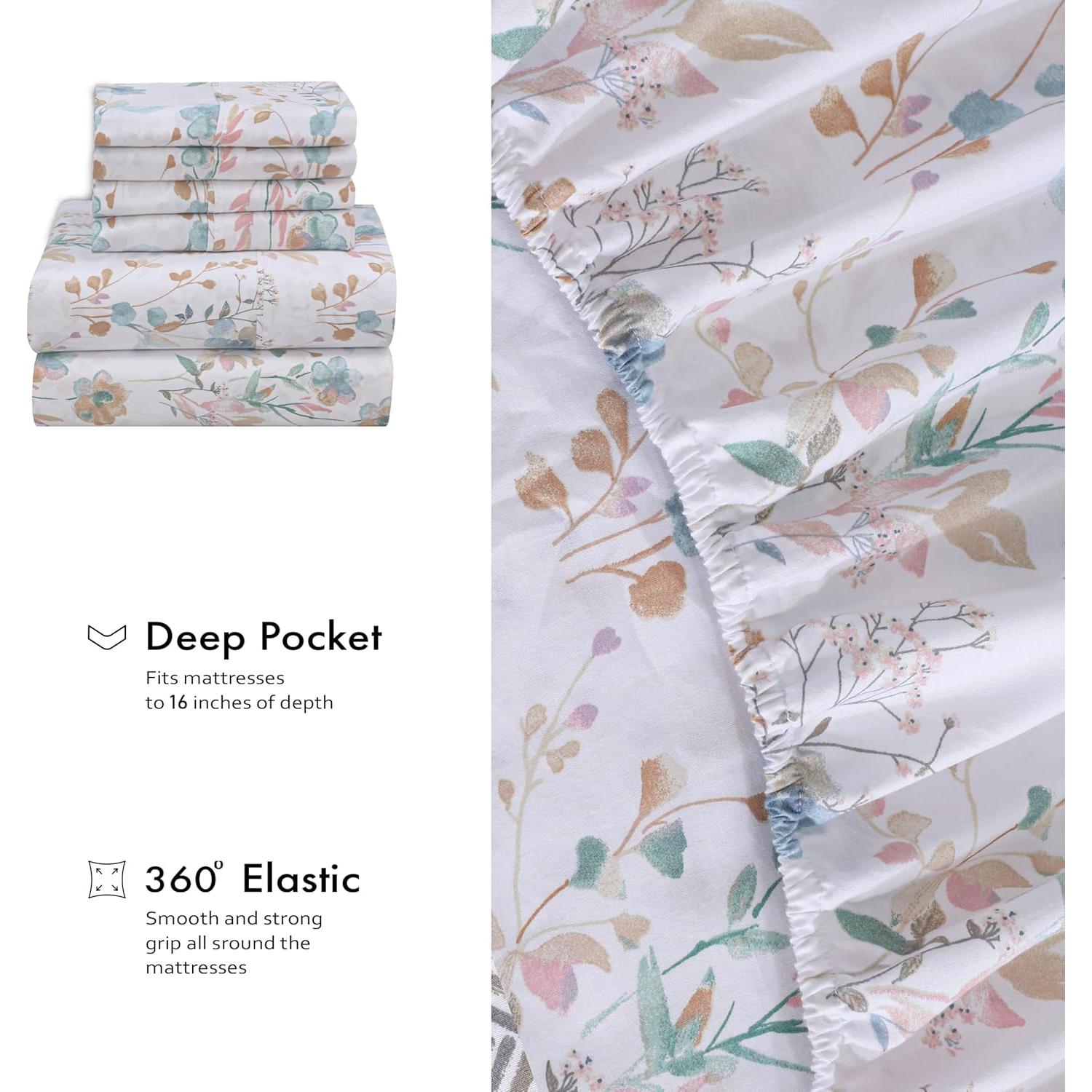 Juego de Sábanas King RUVANTI 100% Algodón Natural 6 Piezas