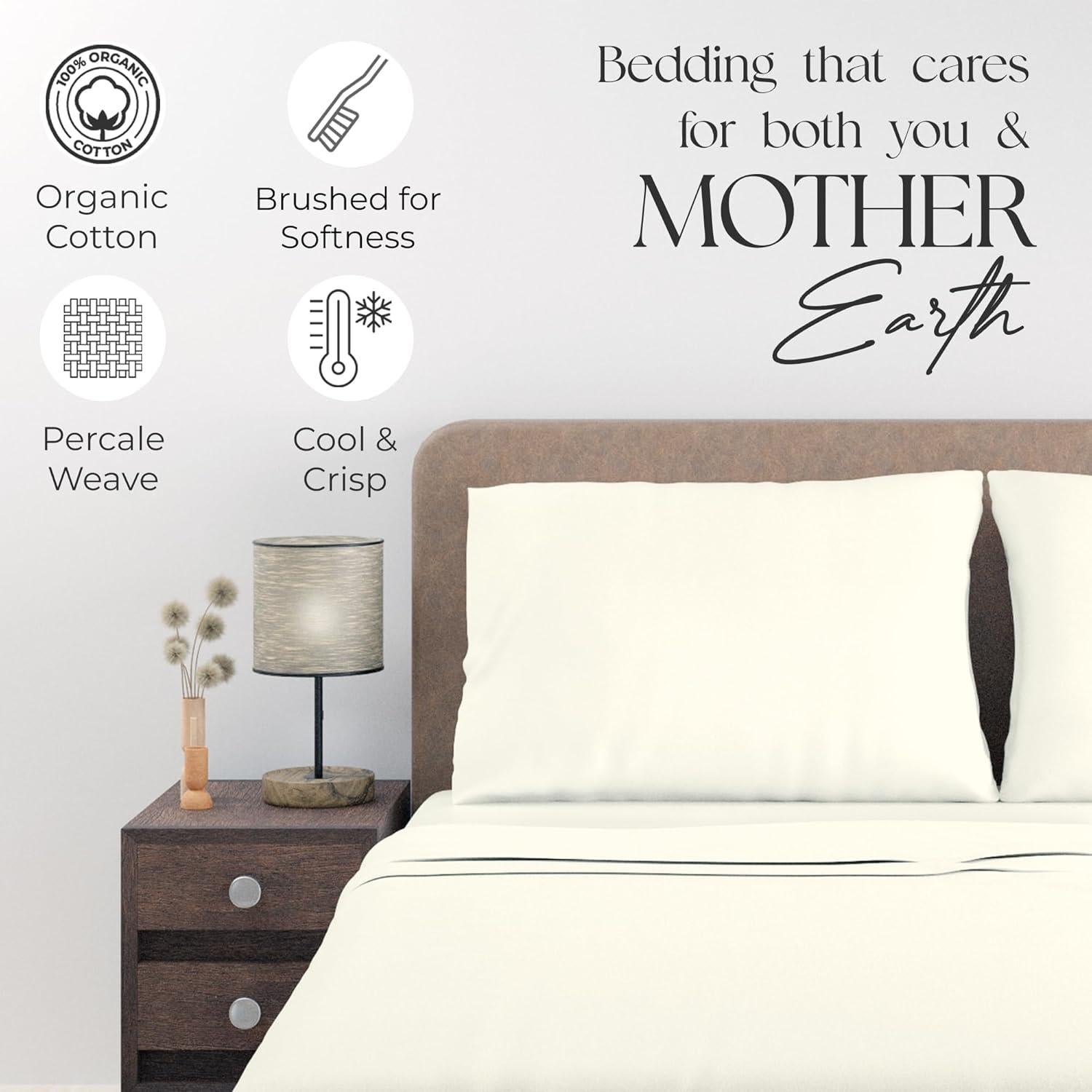 Juego de Sábanas Doble ELEGANCIA SUPREMA Algodón Orgánico Marfil