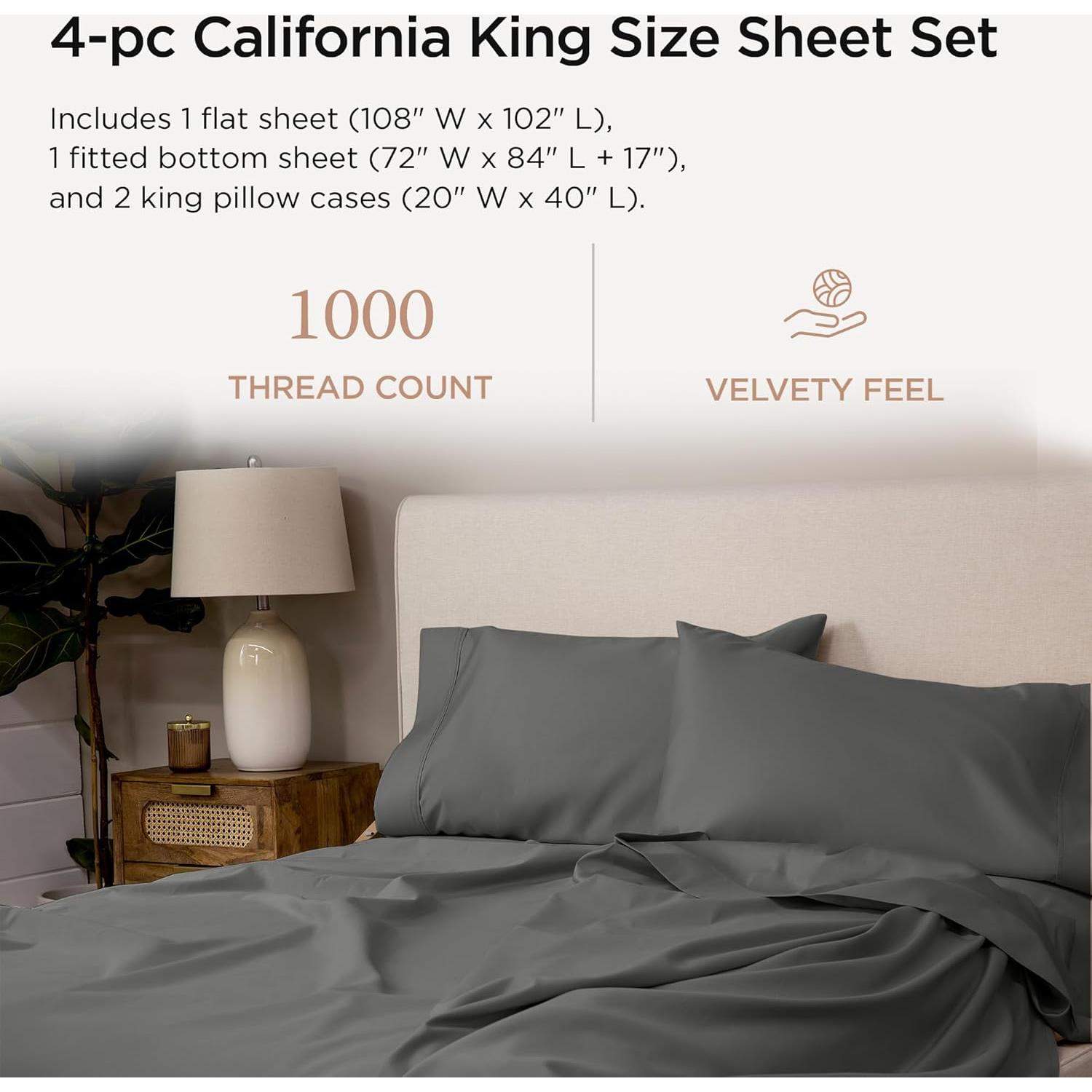 Sábanas de lujo Threadmill 1000 hilos Algodón Supima California King