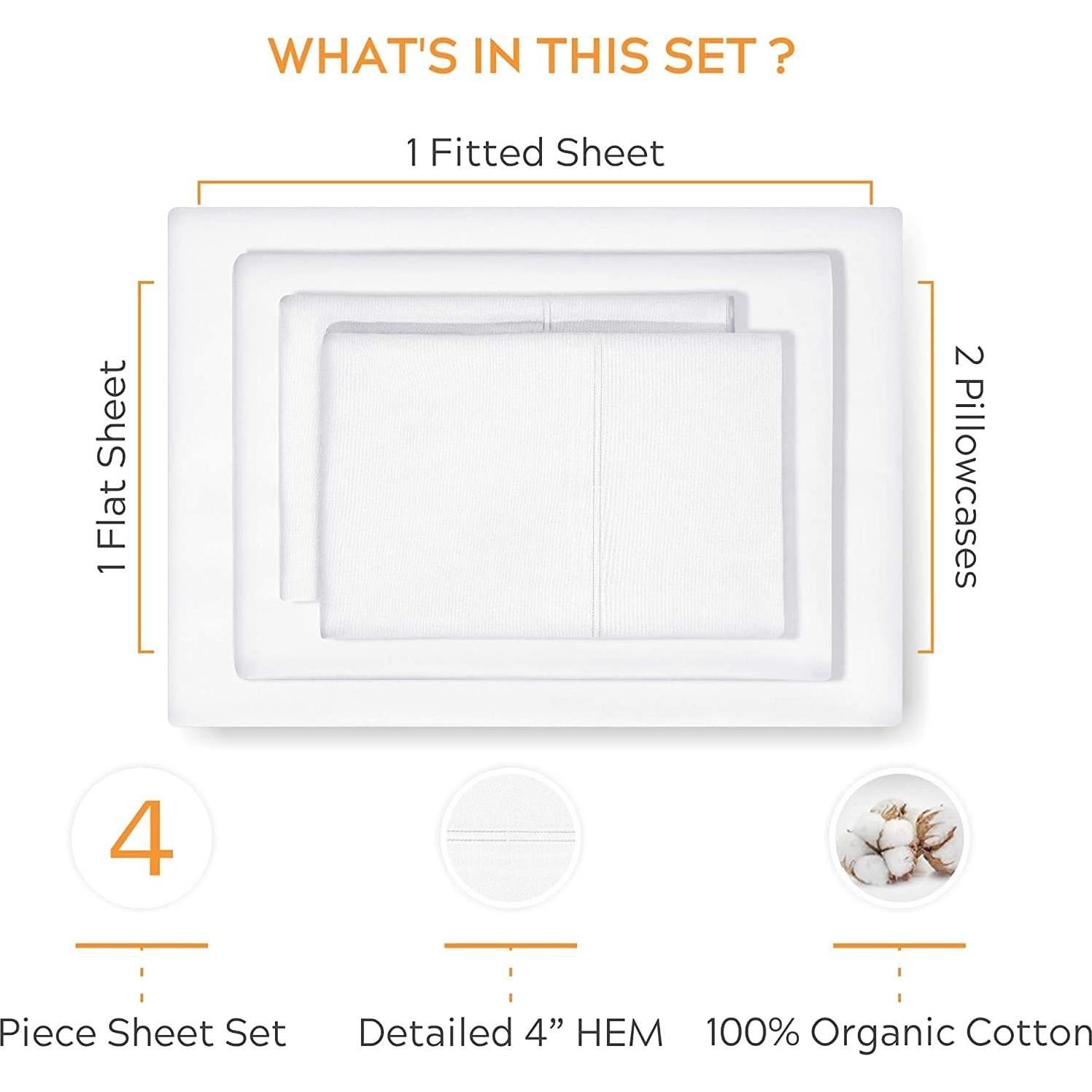 Juego de Sábanas Queen Sleep Mantra 100% Algodón Orgánico - 4 Piezas