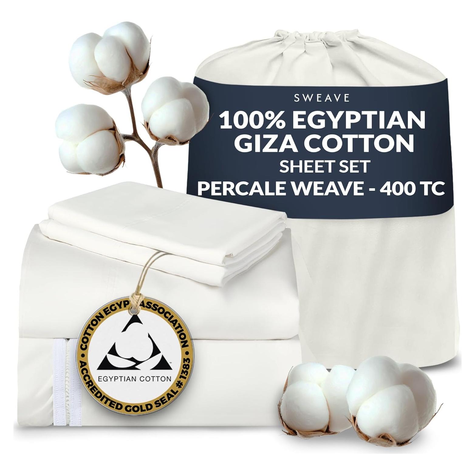 Sábanas Queen 100% Algodón Egipcio Sweave 400 Hilos Transpirables