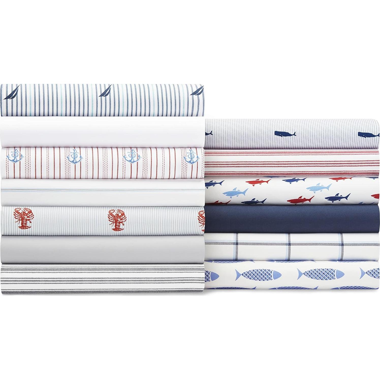 Juego de Sábanas Queen Nautica 100% Algodón Percale T200 Azul Claro