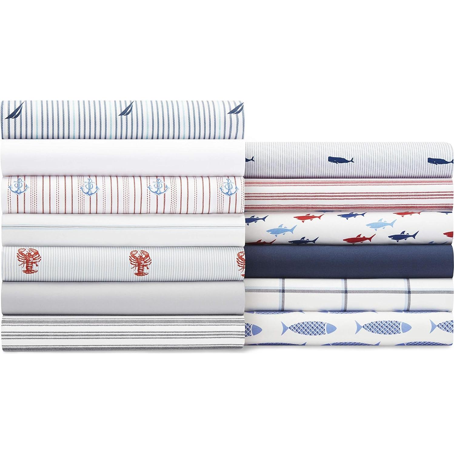 Juego de Sábanas Queen Nautica 100% Algodón Percale T200 Azul Claro