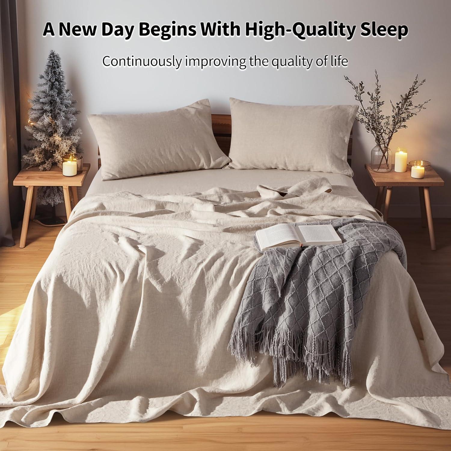 Juego de Sábanas King 100% Lino LBRO2M 4 Piezas Transpirables