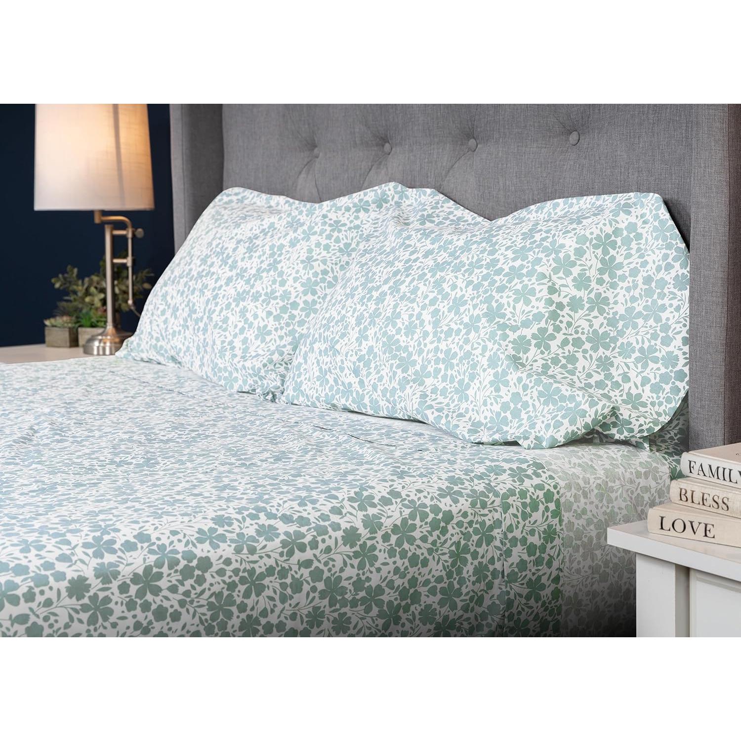 Sábanas de Cama MyPillow Reina 100% Algodón 200 Hilos Azul