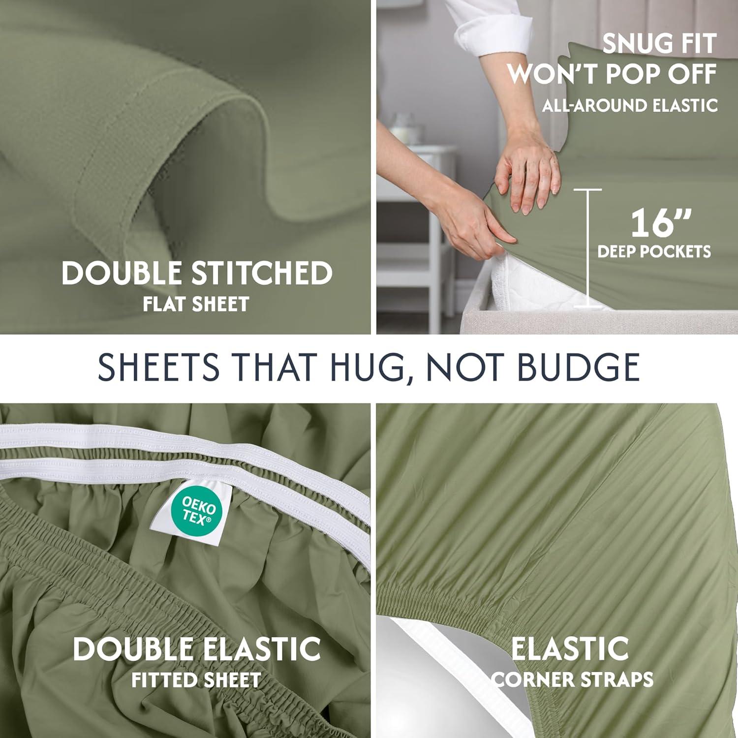 Sábanas de Percal 100% Algodón Individual Sweave Verde Salvia