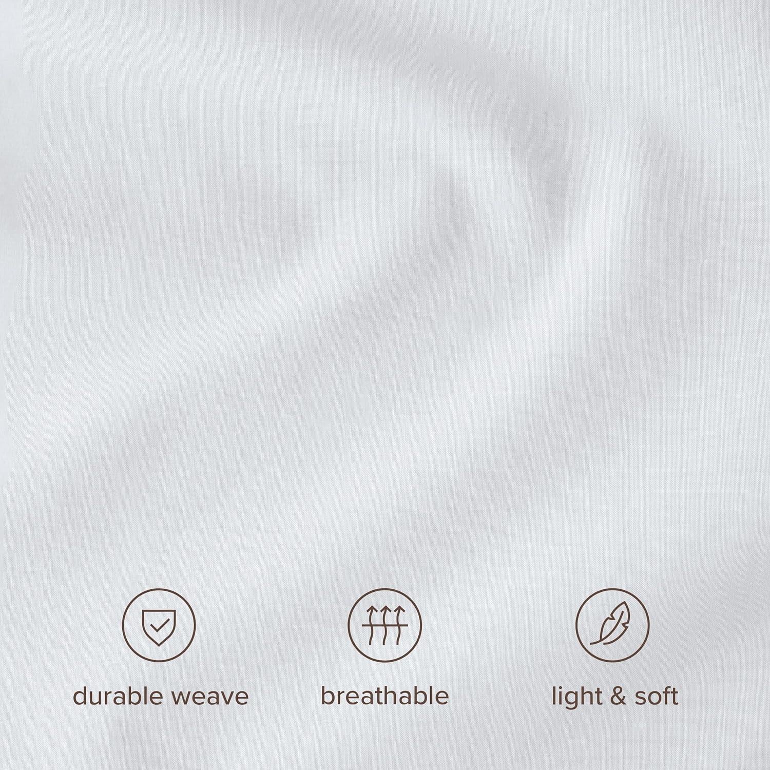 Bare Home 100% Organic Cotton Queen Sheet Set - Crisp Percale Weave - Lightweight & Breathable - Bedding Sheets & Pillowcases (Queen, White)