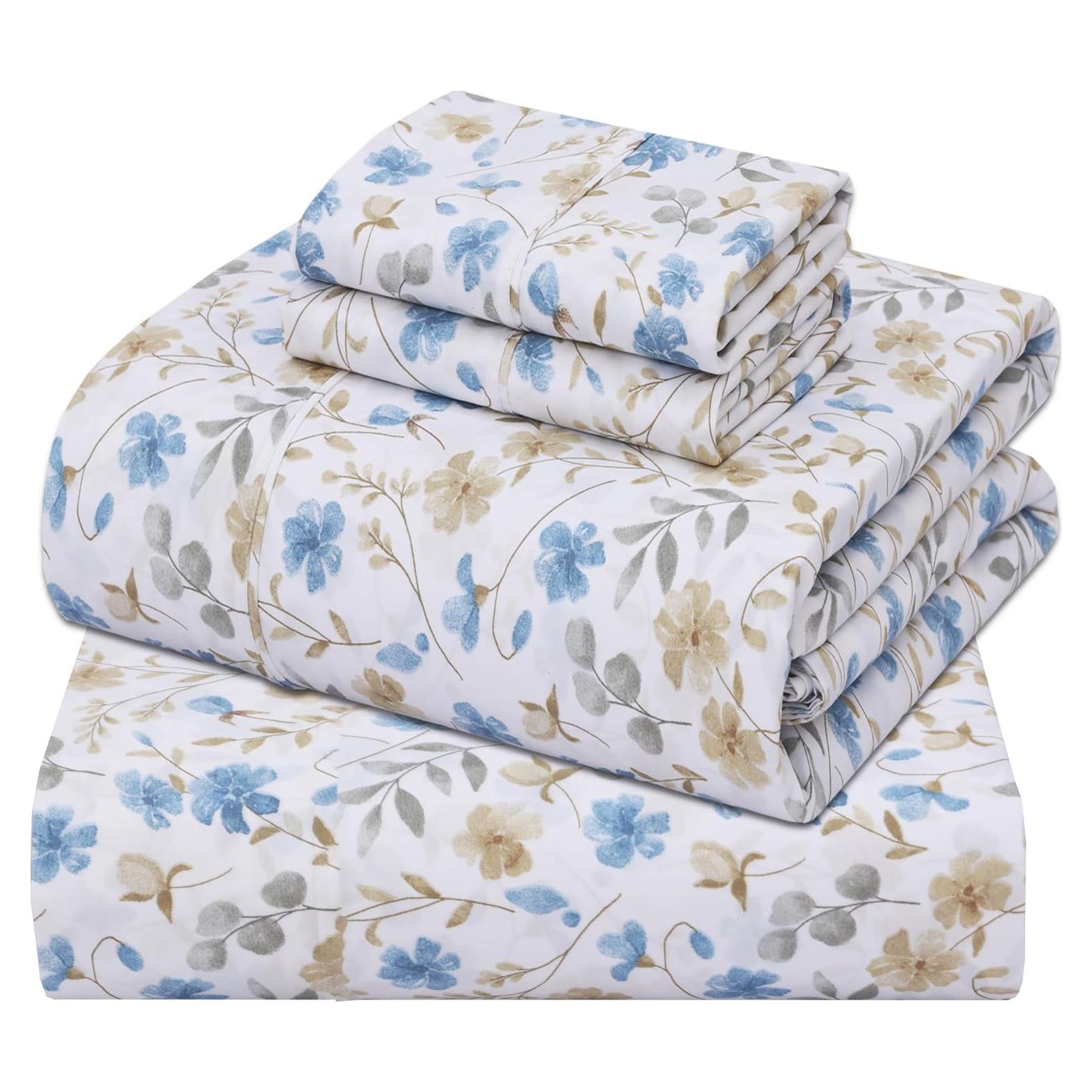 Juego de Sábanas Queen ZOYER 100% Algodón Costa Campestre 4 Piezas