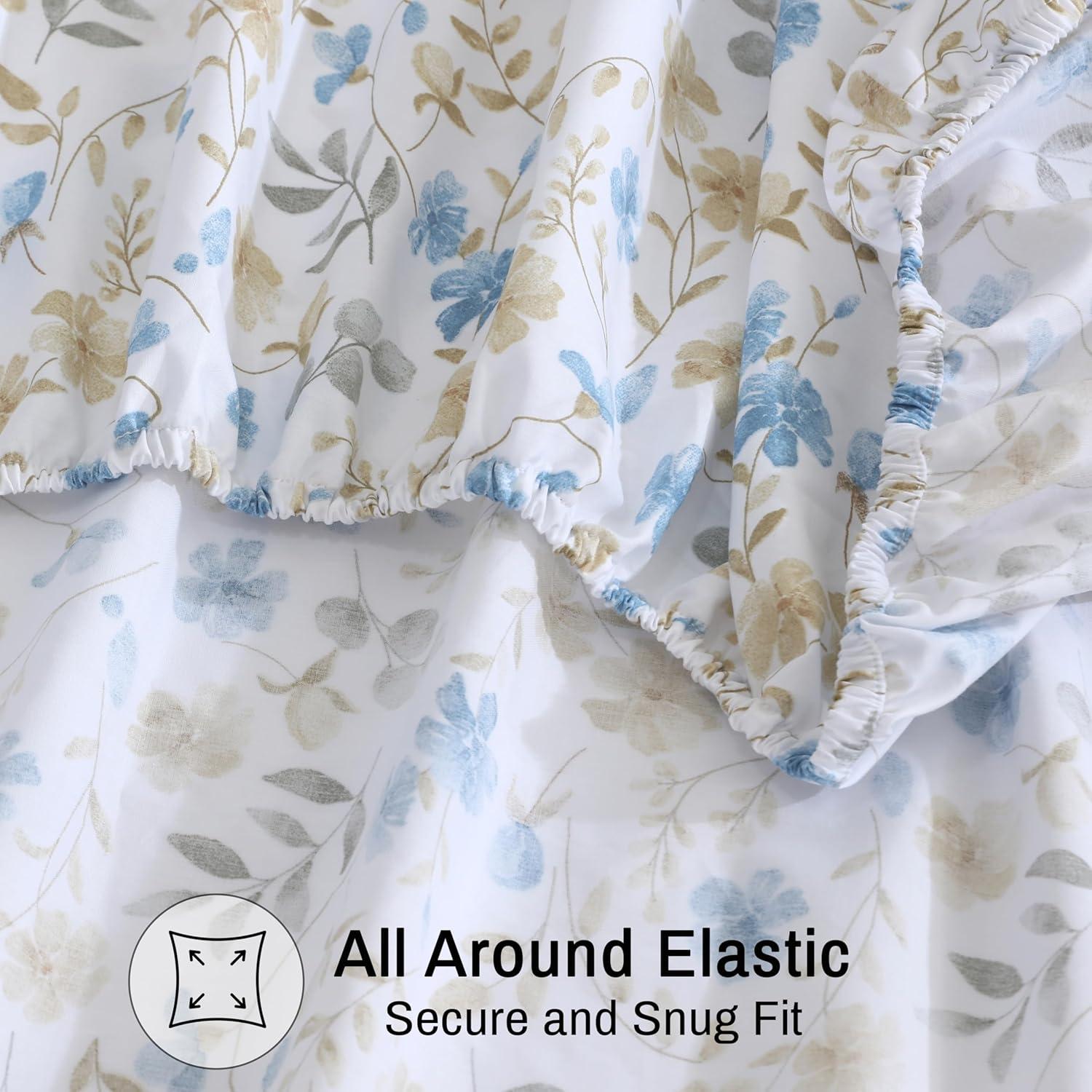 Juego de Sábanas Queen ZOYER 100% Algodón Costa Campestre 4 Piezas