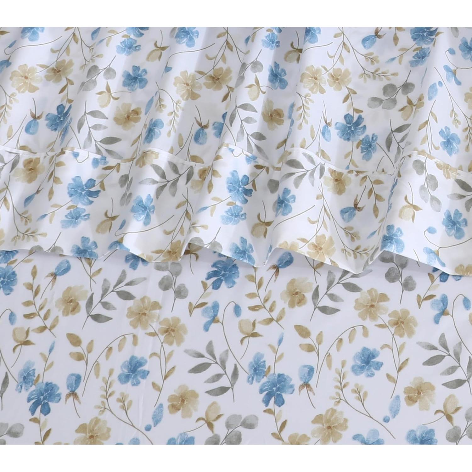 Juego de Sábanas Queen ZOYER 100% Algodón Costa Campestre 4 Piezas