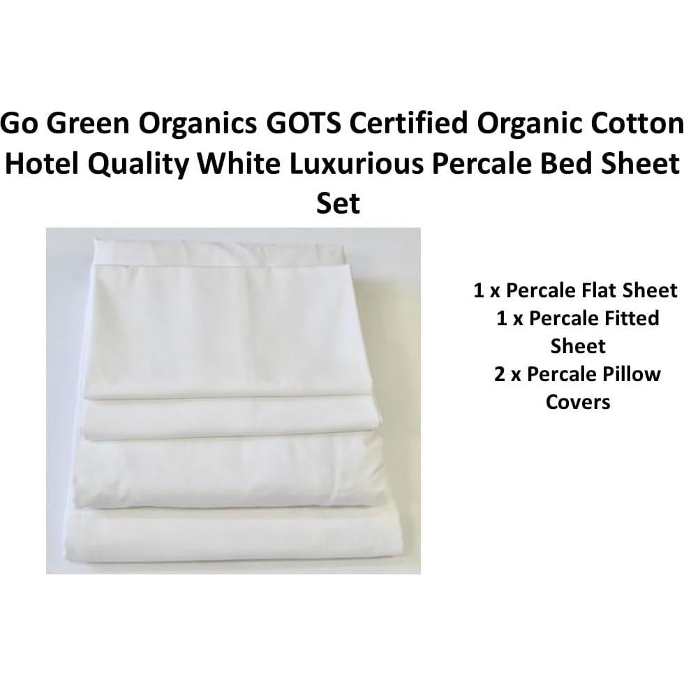 Juego de Sábanas de Percal Algodón Orgánico GO GREEN Reina