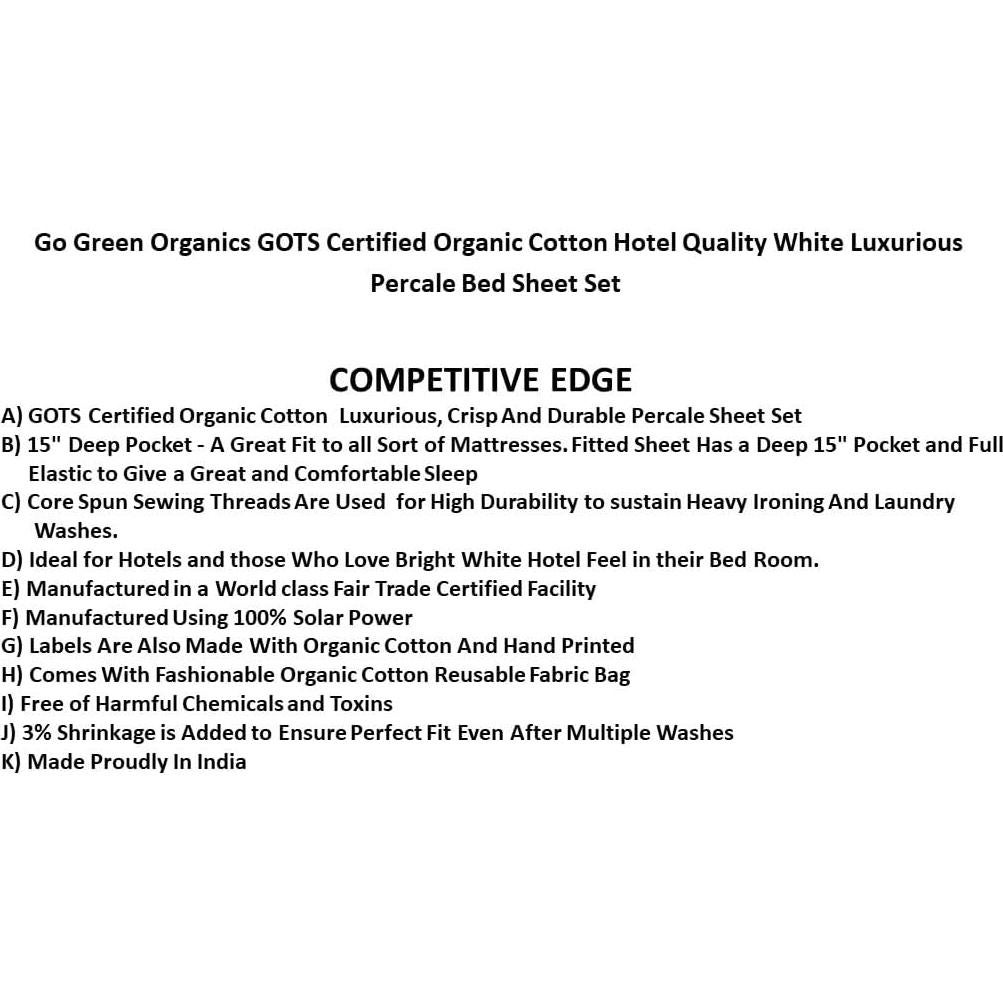 Juego de Sábanas de Percal Algodón Orgánico GO GREEN Reina