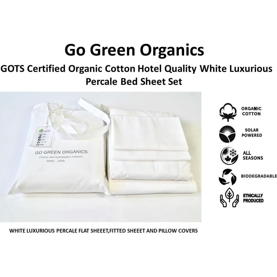 Juego de Sábanas de Percal Algodón Orgánico GO GREEN Reina