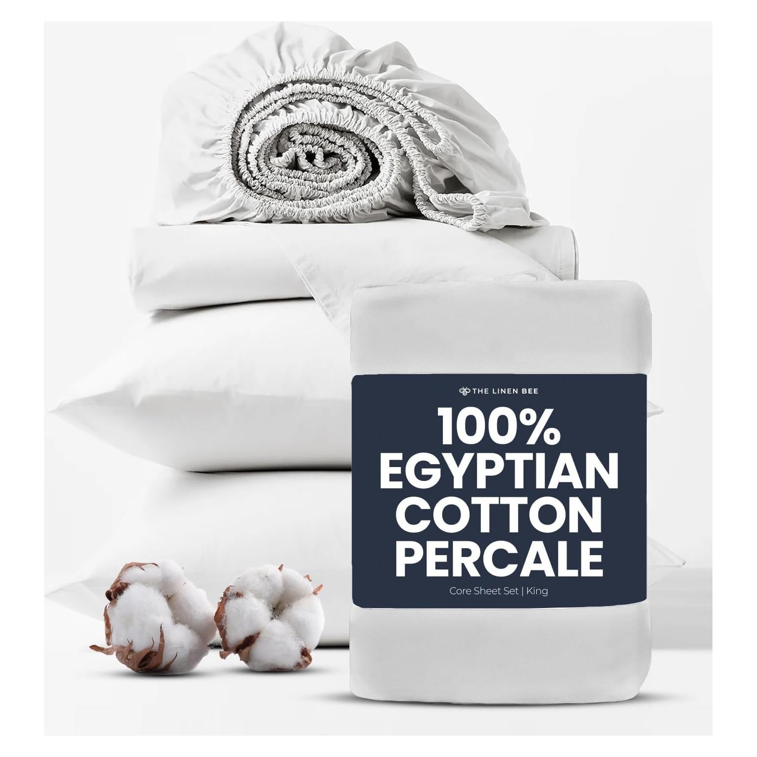 Sábanas King 100% Algodón Egipcio TLB 400 Hilos - Blanco