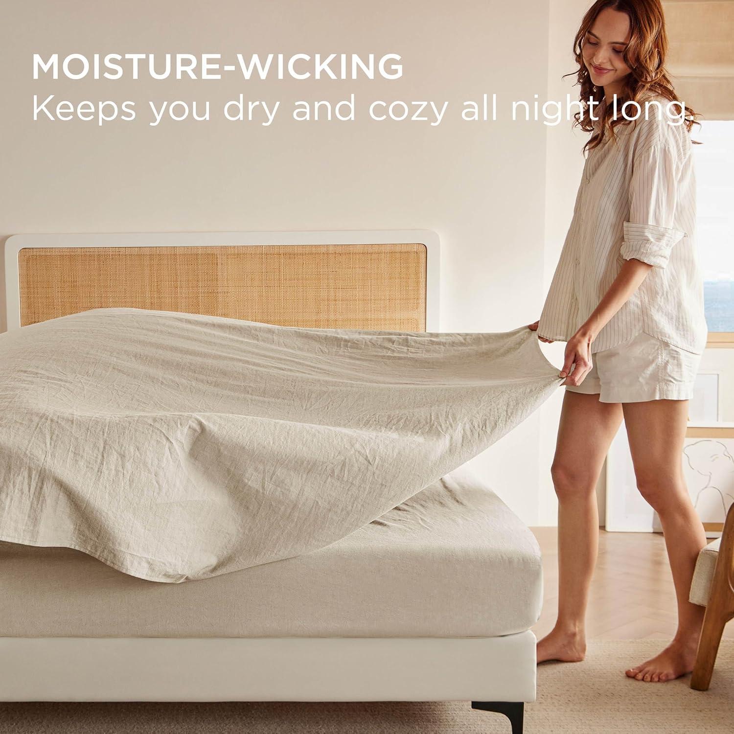 Sábanas King Bedsure de Lino y Algodón - 4 Piezas Transpirables