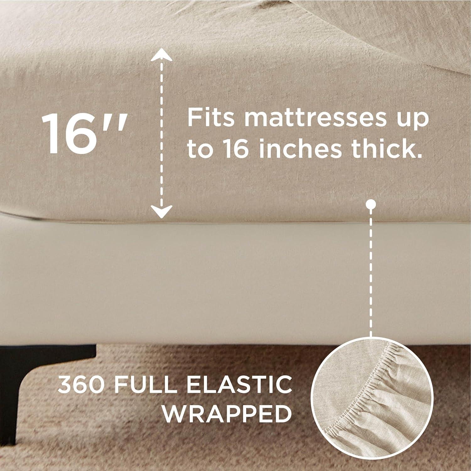 Sábanas King Bedsure de Lino y Algodón - 4 Piezas Transpirables